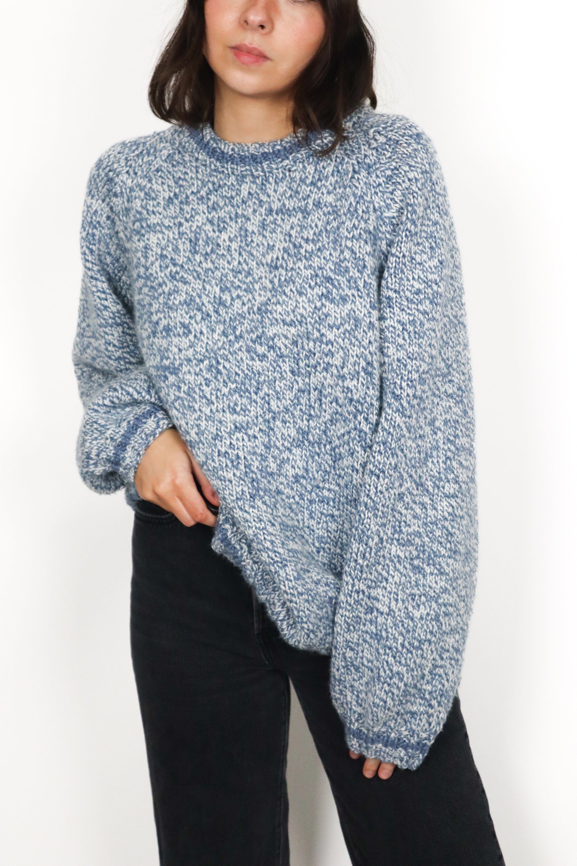 Hand Knit x Wool Blend Chunky Knit (L)