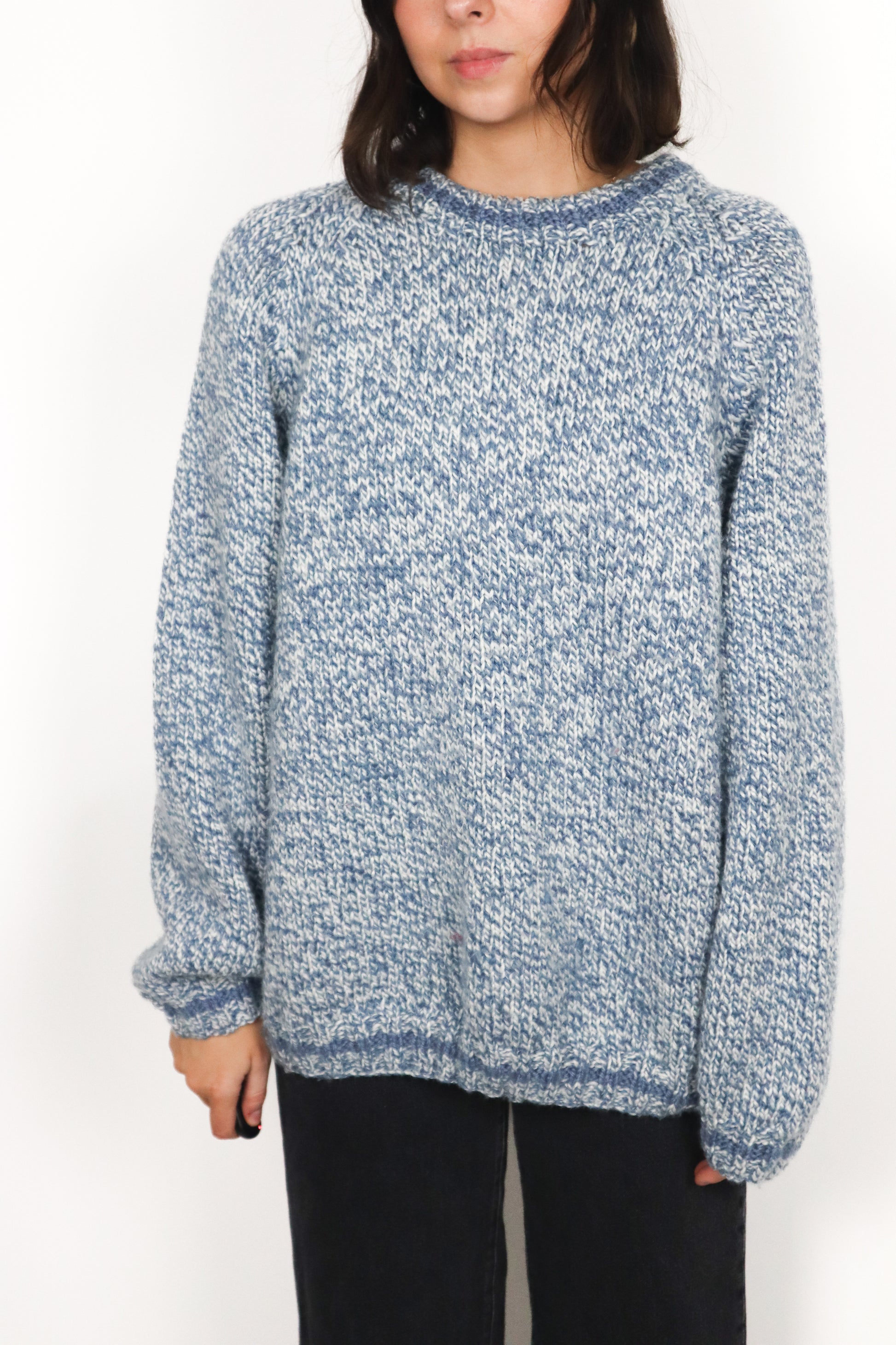 Hand Knit x Wool Blend Chunky Knit (L)