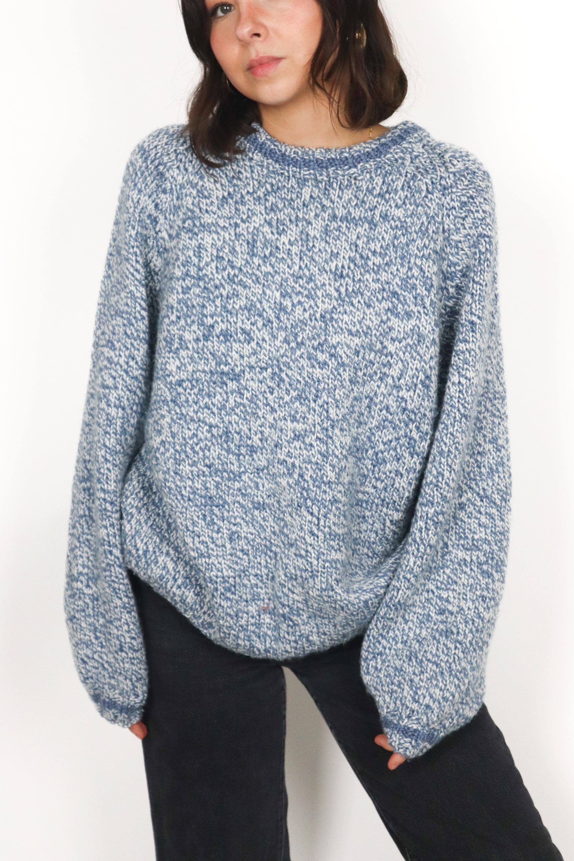 Hand Knit x Wool Blend Chunky Knit (L)