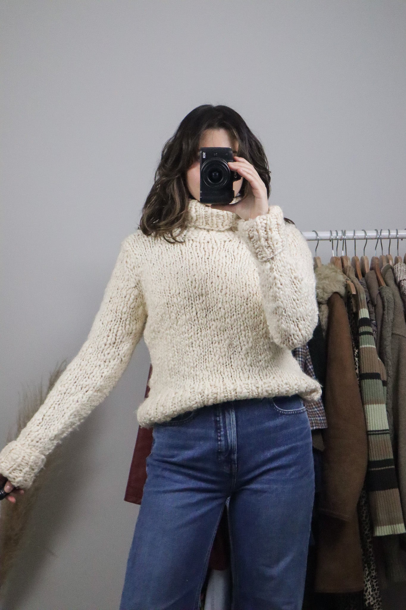 Vintage x Wool Blend Chunky Knit Turtleneck (S)