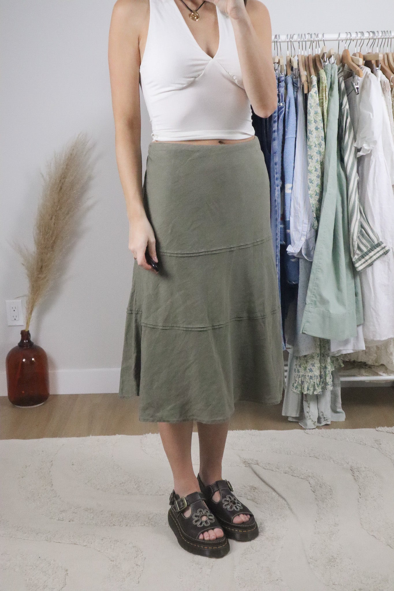 Vintage x Linen Blend Midi Skirt (12)