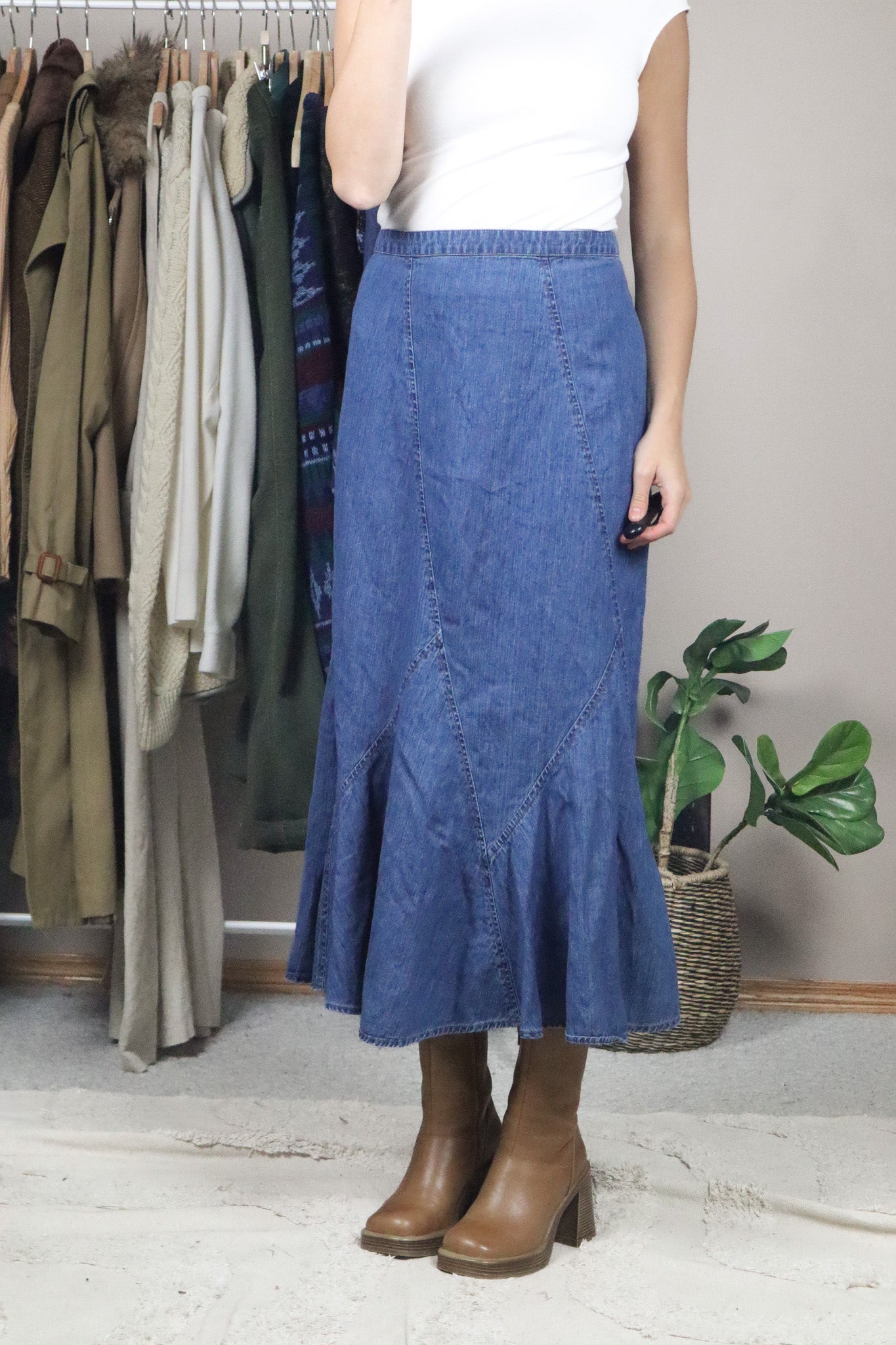 Vintage x Denim Midi Skirt (16/18)
