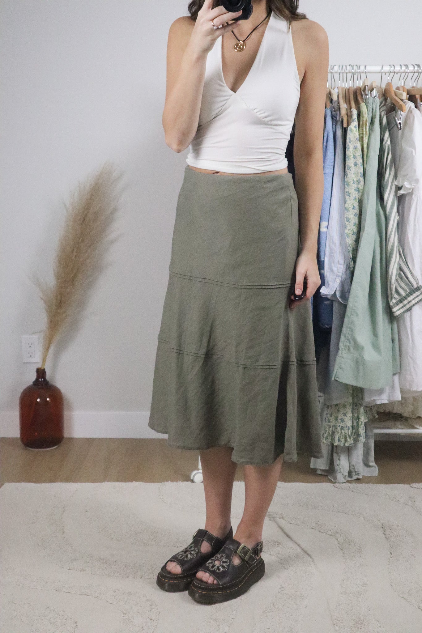 Vintage x Linen Blend Midi Skirt (12)