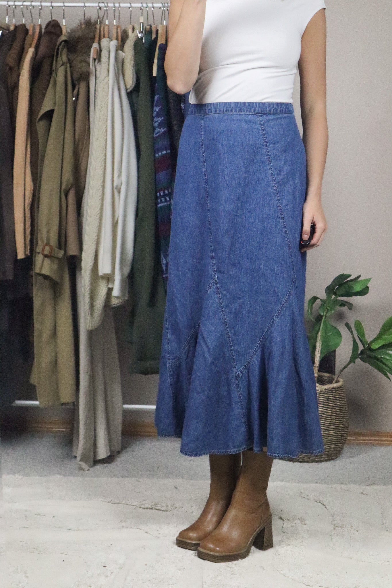 Vintage x Denim Midi Skirt (16/18)