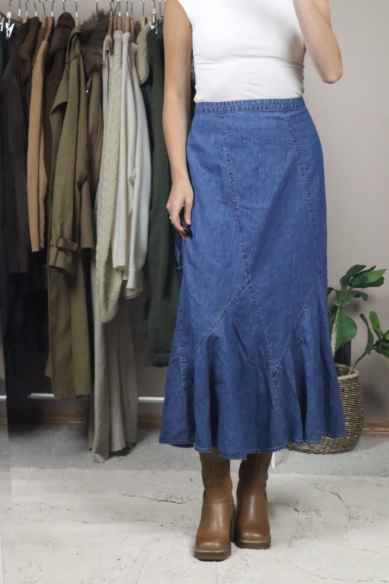 Vintage x Denim Midi Skirt (16/18)