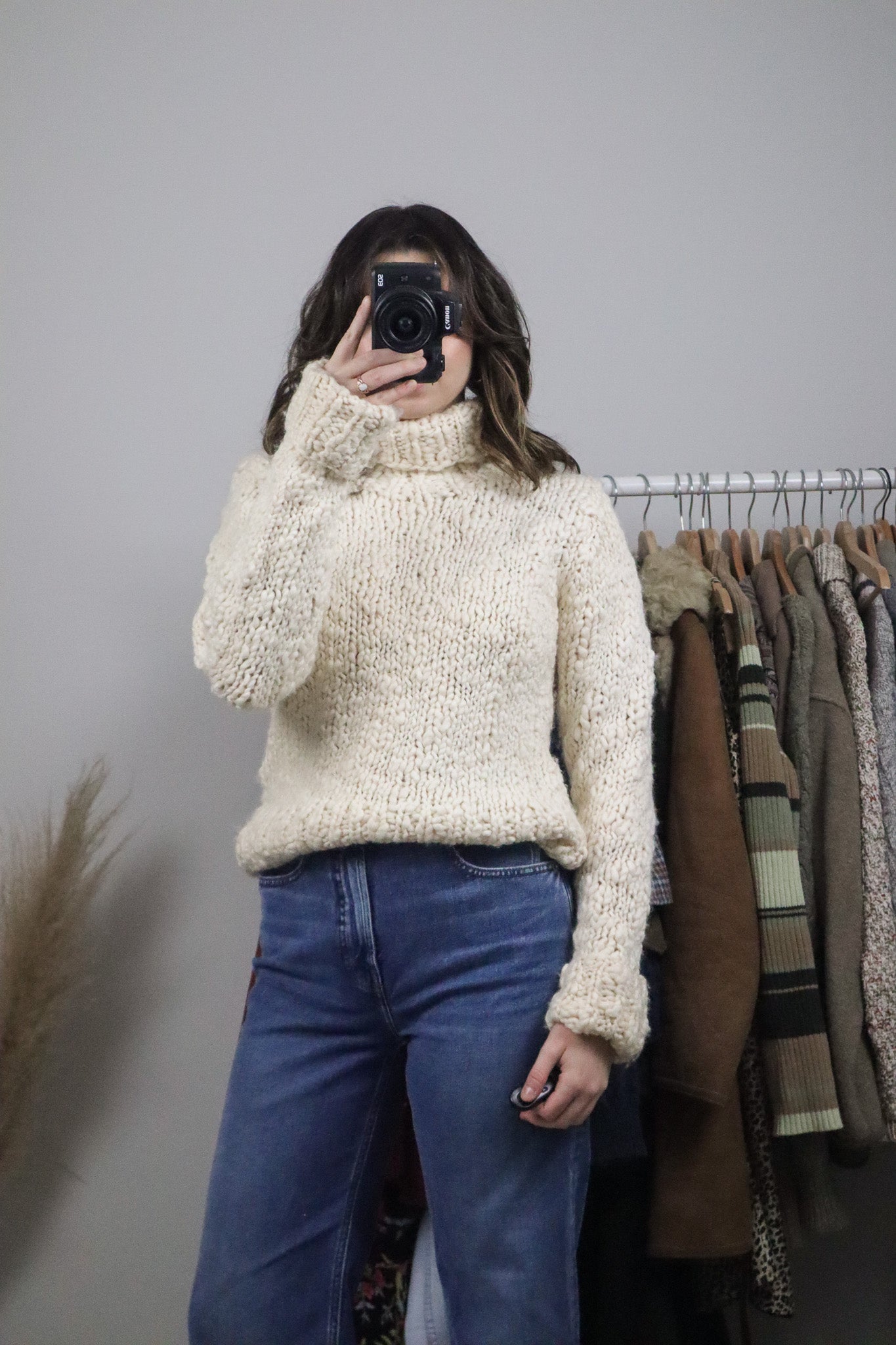 Vintage x Wool Blend Chunky Knit Turtleneck (S)