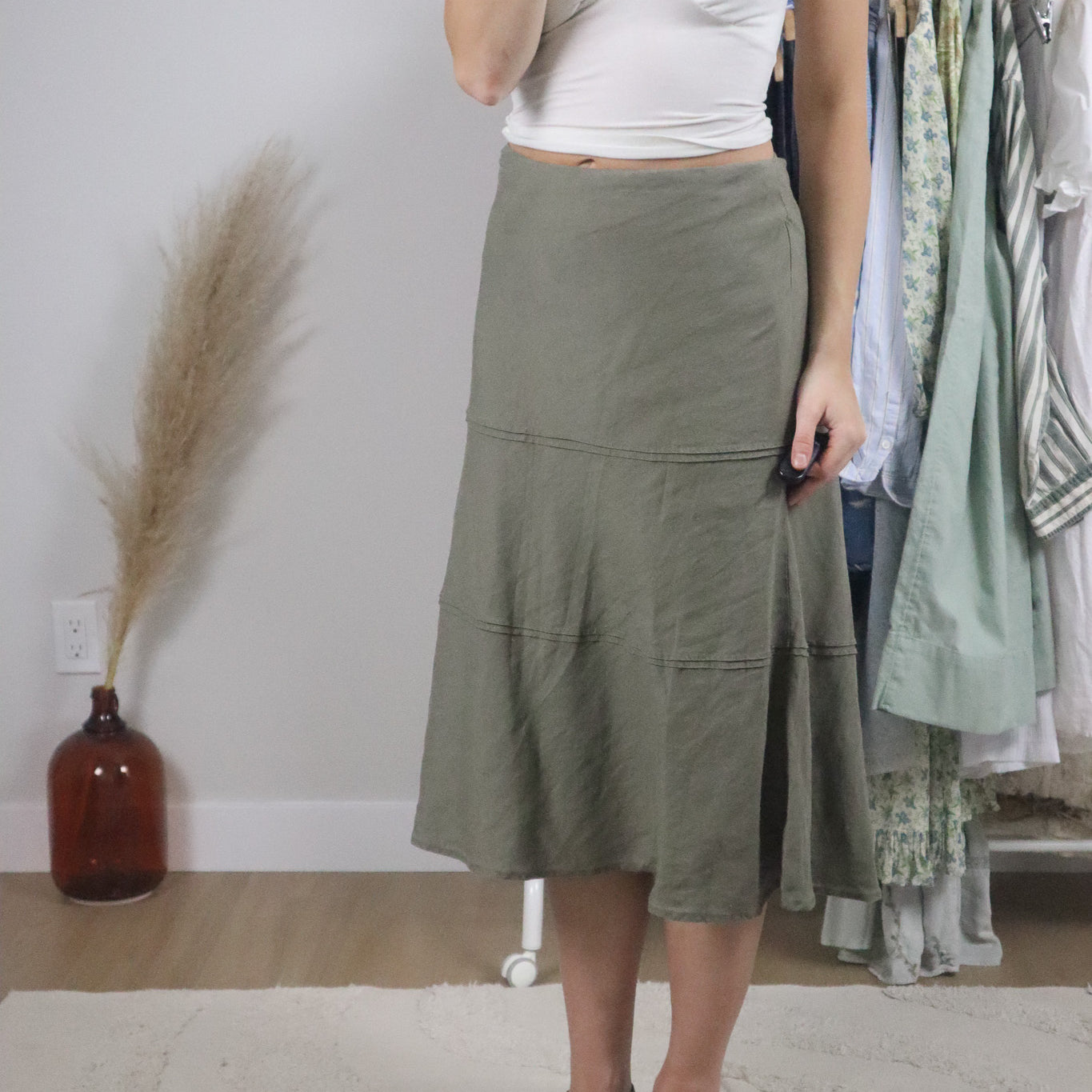 Vintage x Linen Blend Midi Skirt (12)