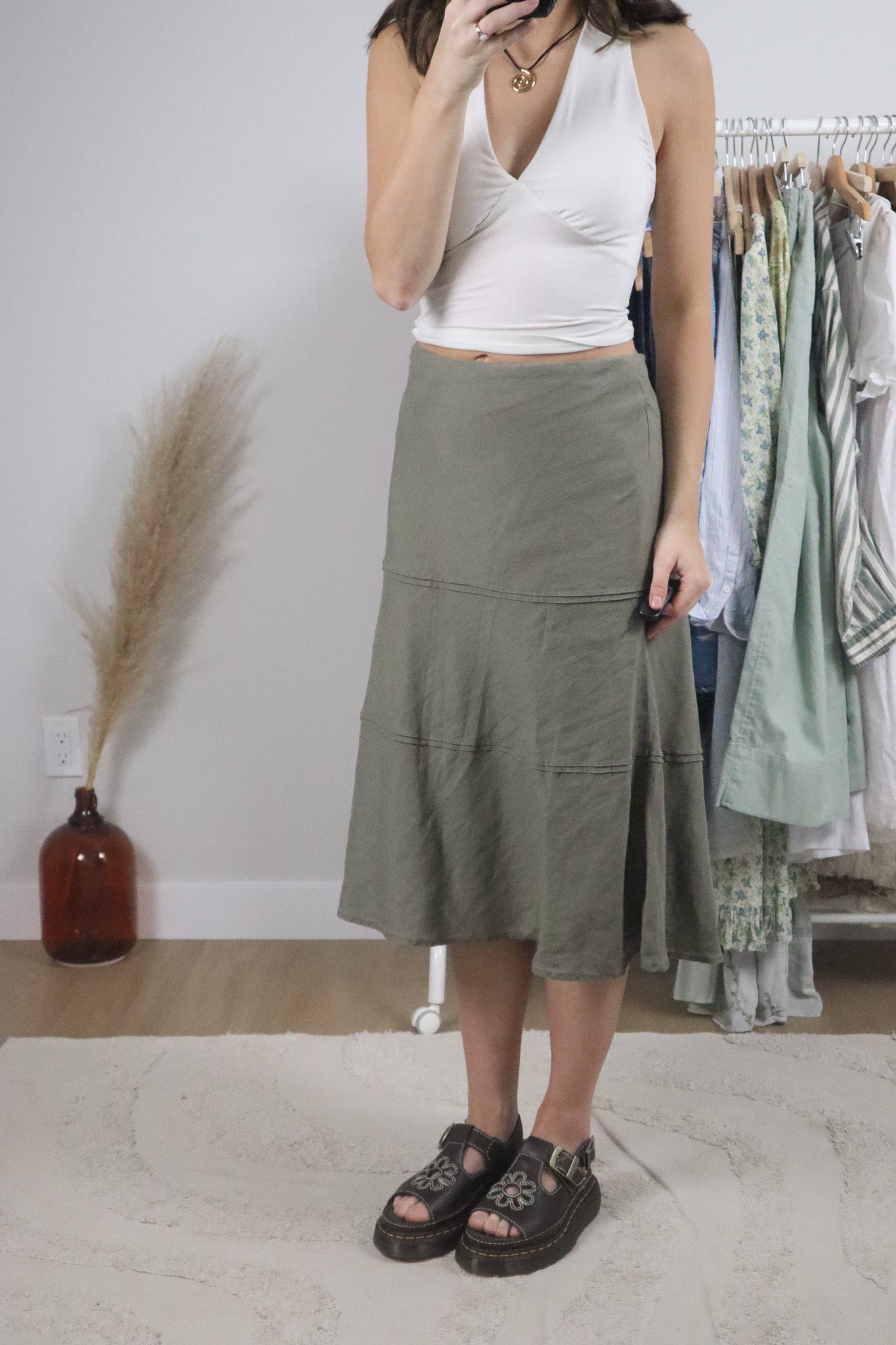 Vintage x Linen Blend Midi Skirt (12)