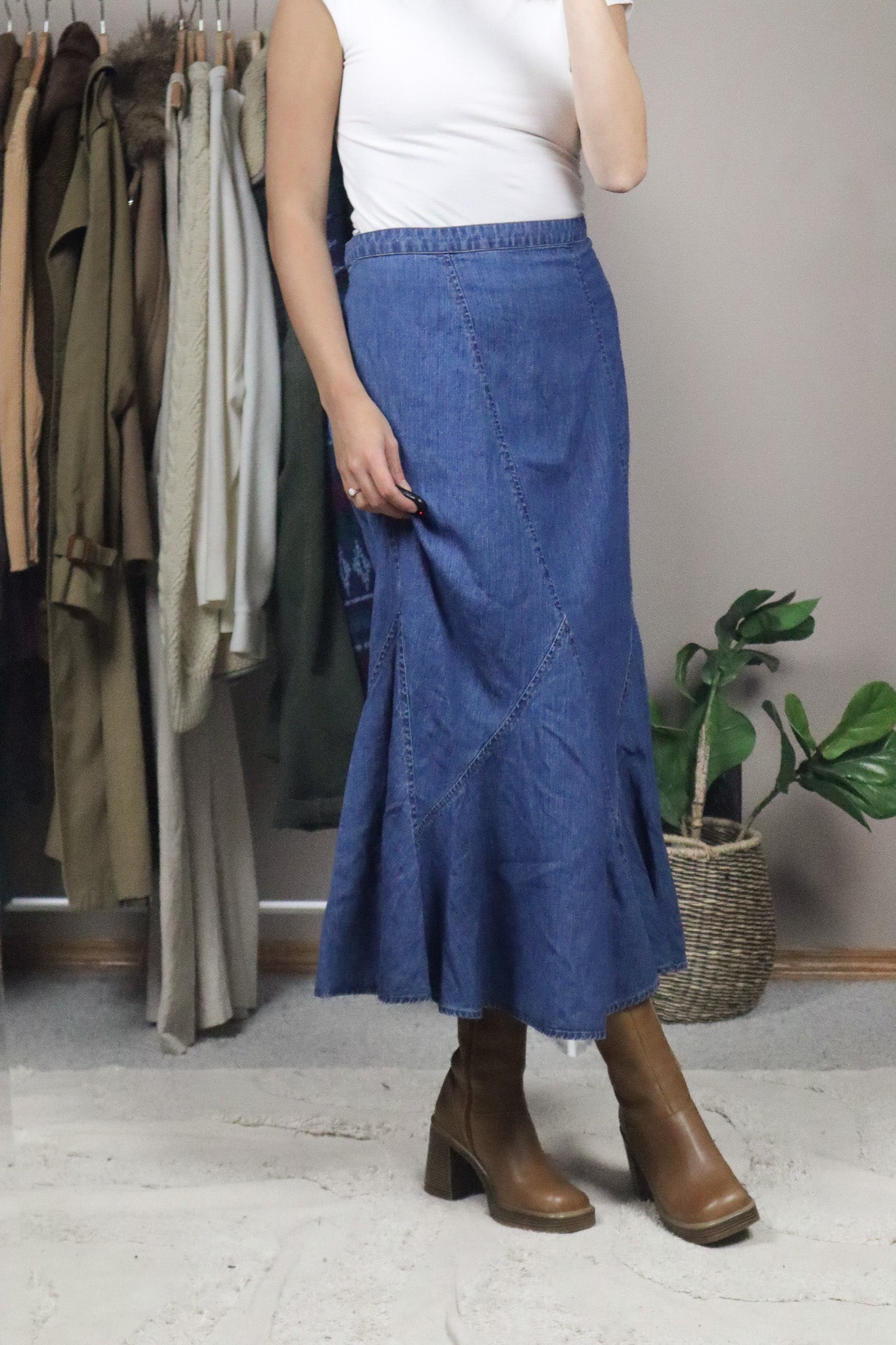 Vintage x Denim Midi Skirt (16/18)