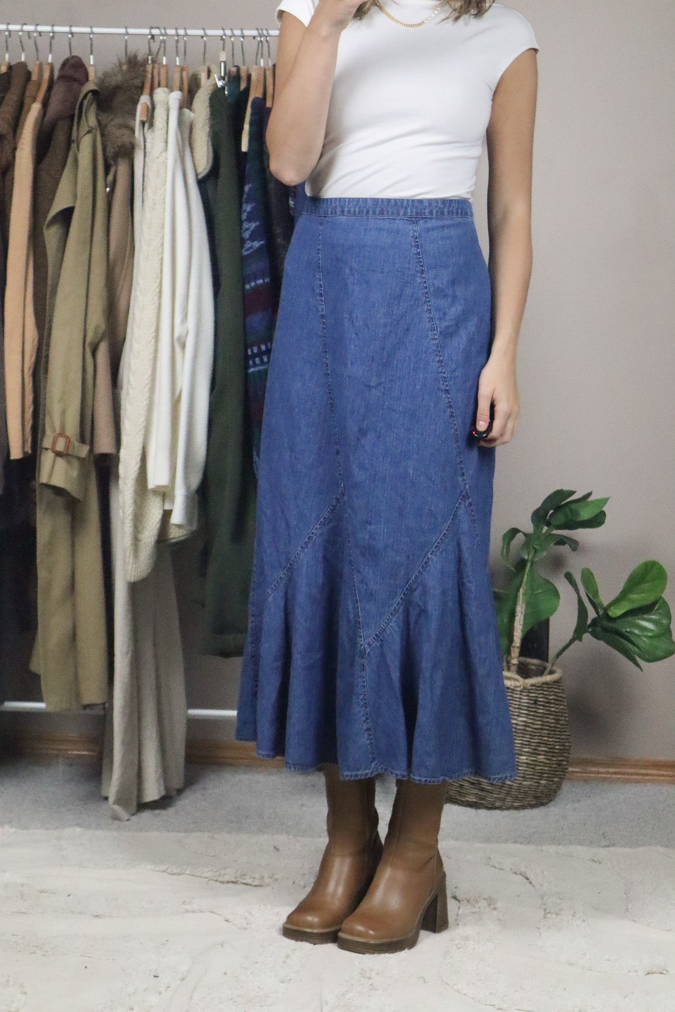 Vintage x Denim Midi Skirt (16/18)