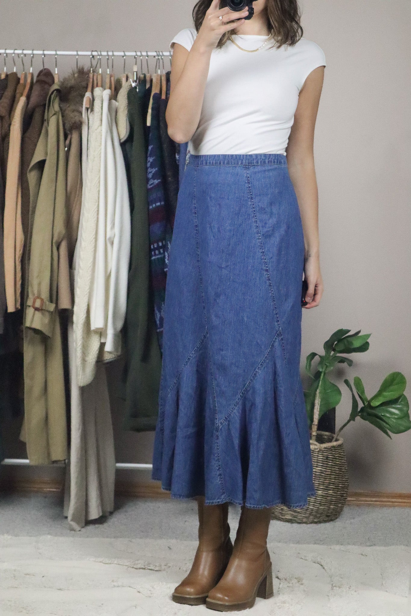 Vintage x Denim Midi Skirt (16/18)