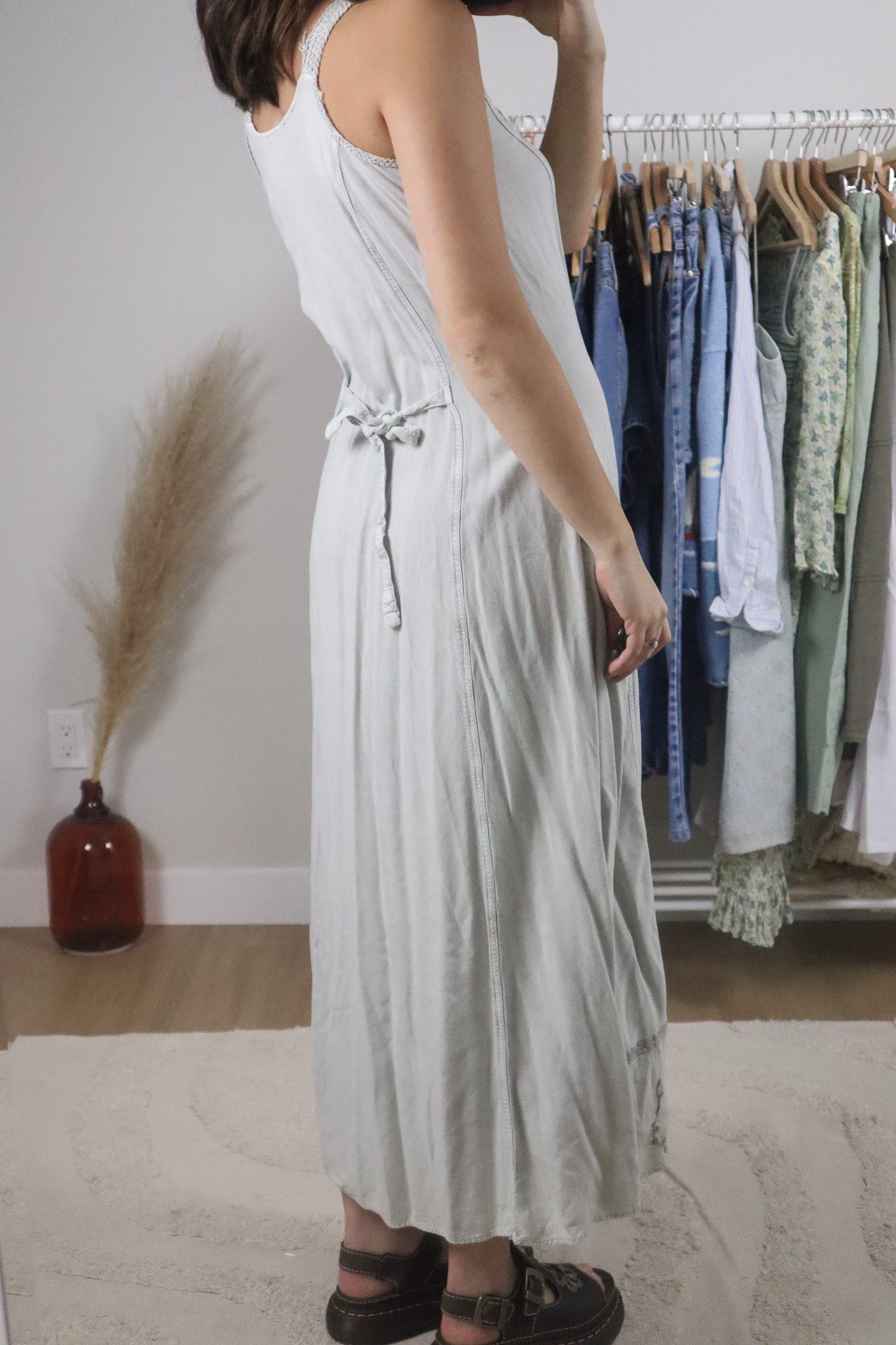 Vintage x Embroidered Maxi Button Dress (S)