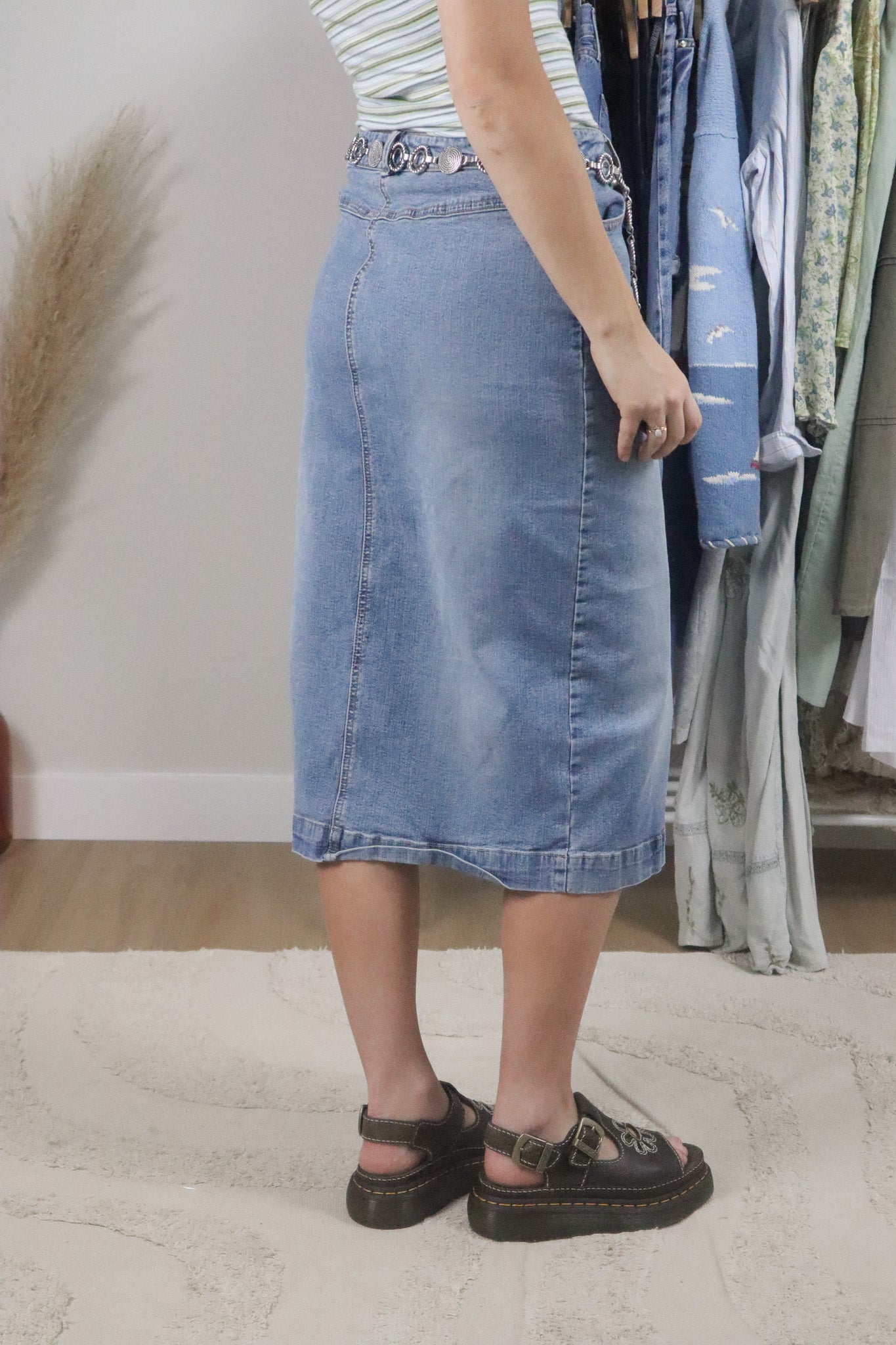 Vintage x Denim Embroidered Denim Midi Skirt (6)