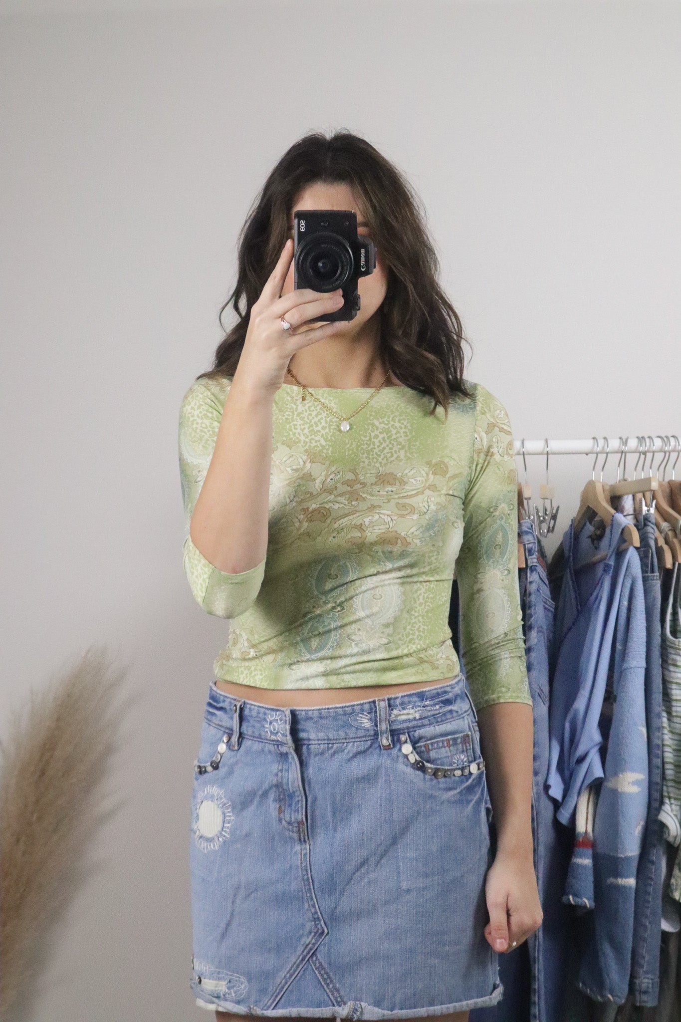 Made in Canada x Vintage x Pattern 3/4 Sleeve Top (XS/S)