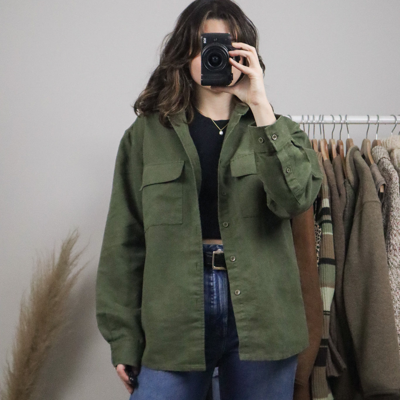 Vintage x Faux Suede Button Down (M)