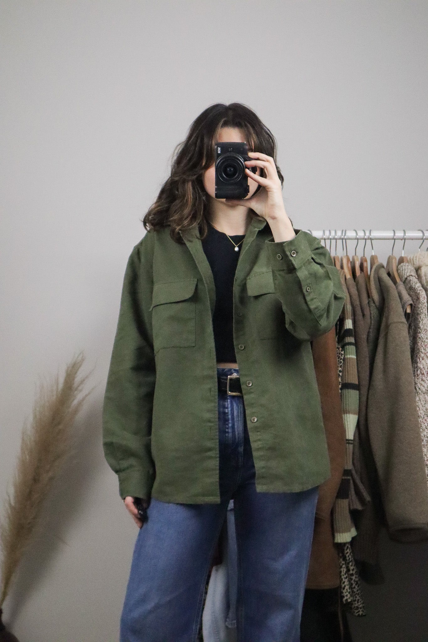 Vintage x Faux Suede Button Down (M)