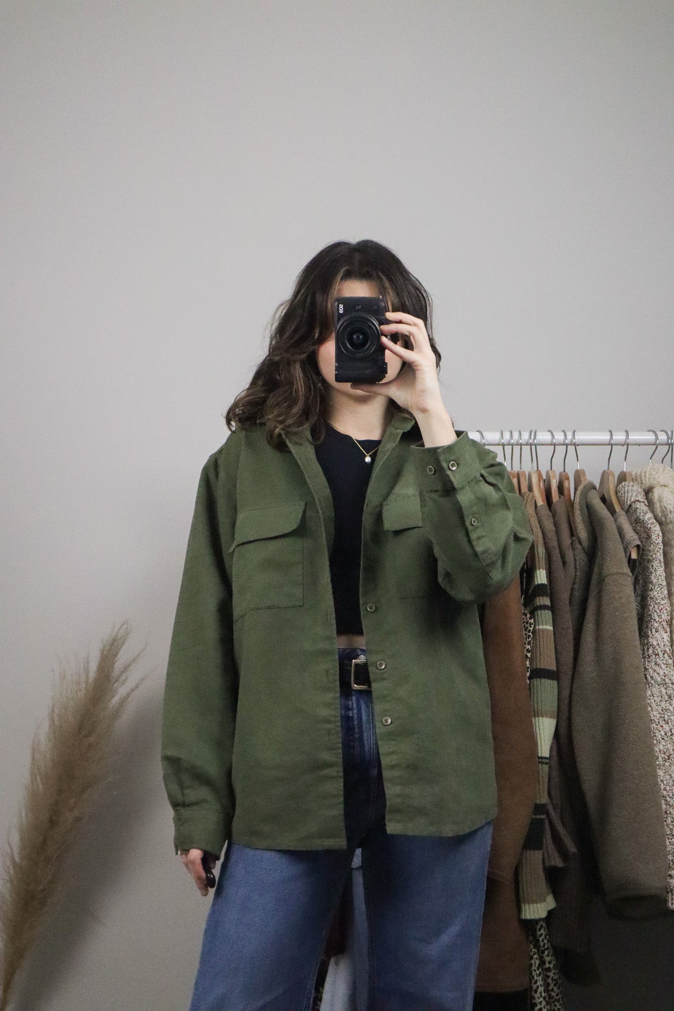 Vintage x Faux Suede Button Down (M)