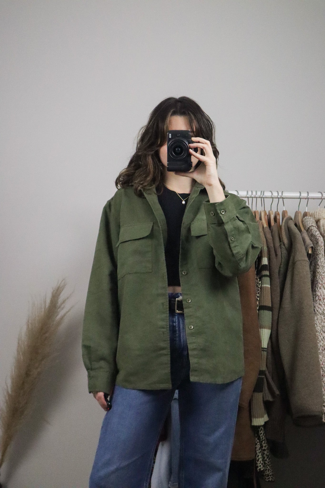 Vintage x Faux Suede Button Down (M)