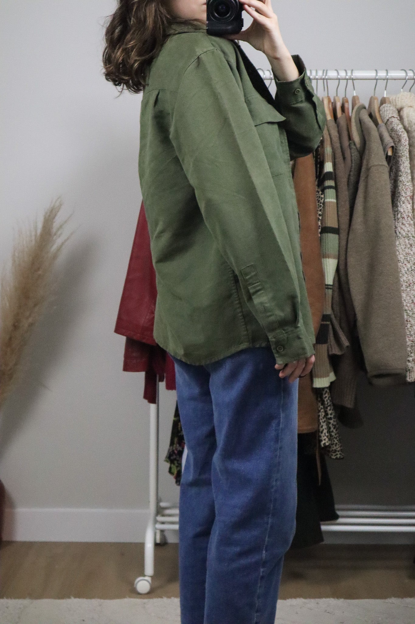 Vintage x Faux Suede Button Down (M)