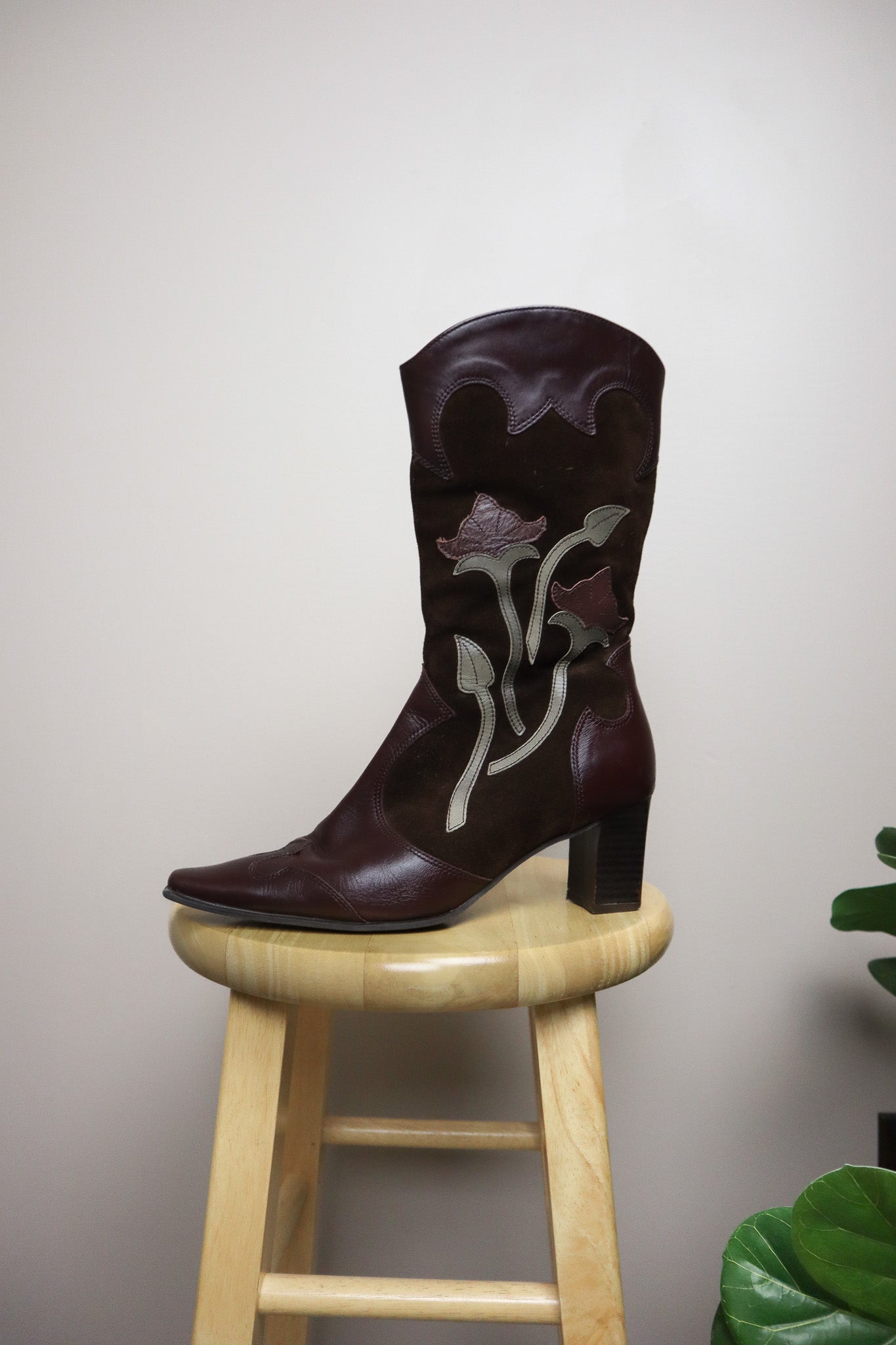 Handcrafted in Florence x Leather & Suede Cowgirl Boots (8/8.5)