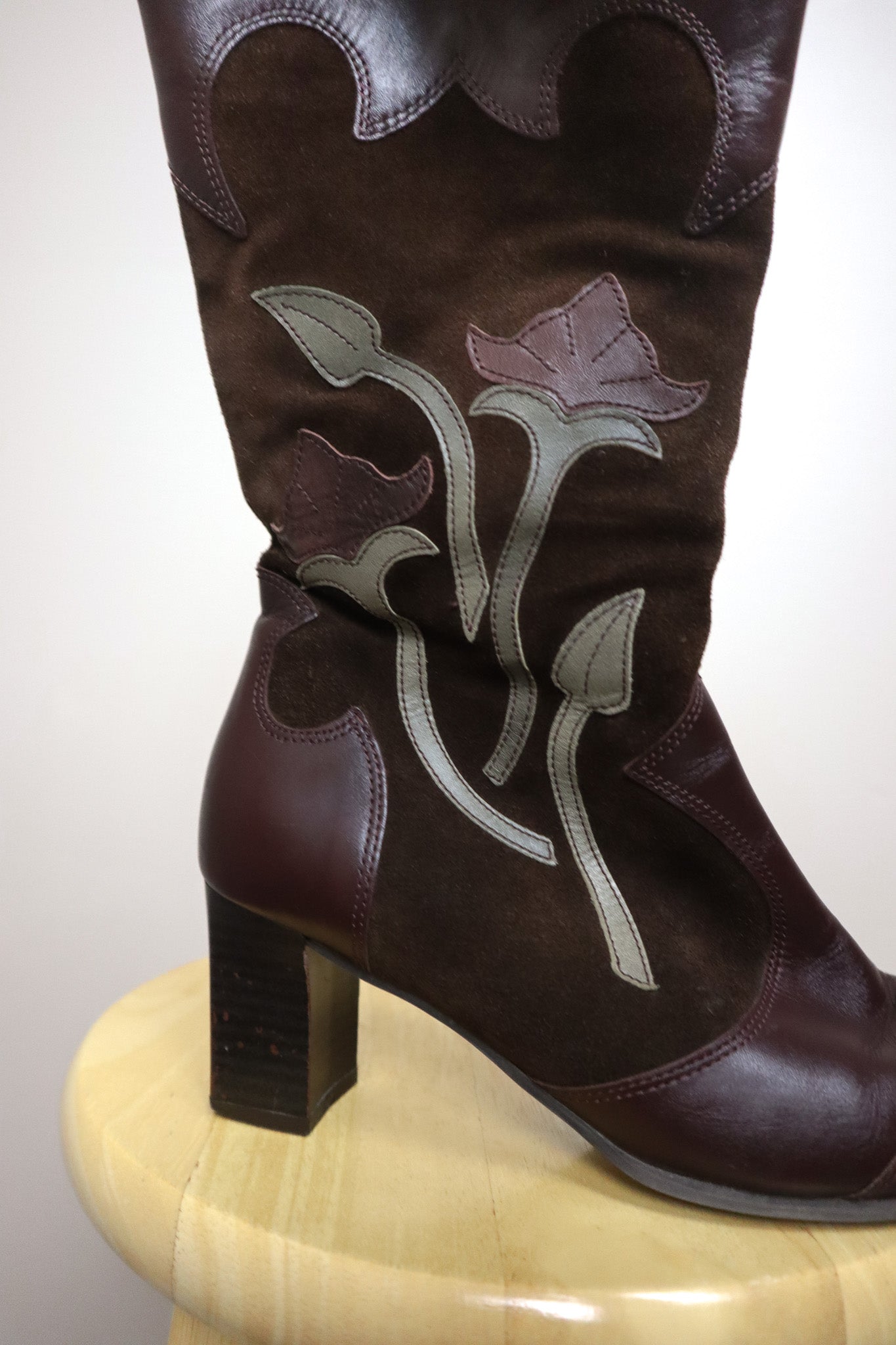 Handcrafted in Florence x Leather & Suede Cowgirl Boots (8/8.5)