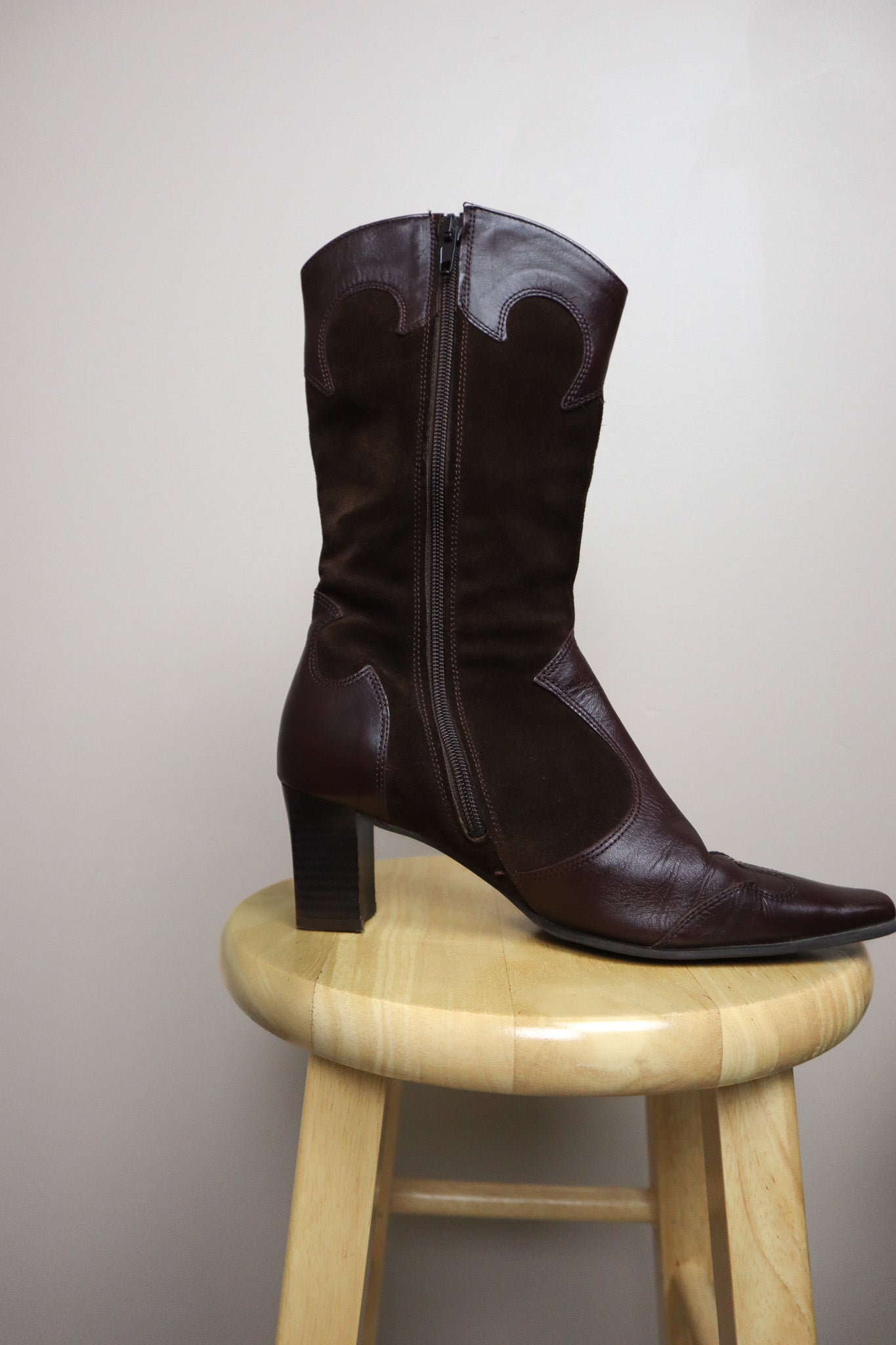 Handcrafted in Florence x Leather & Suede Cowgirl Boots (8/8.5)