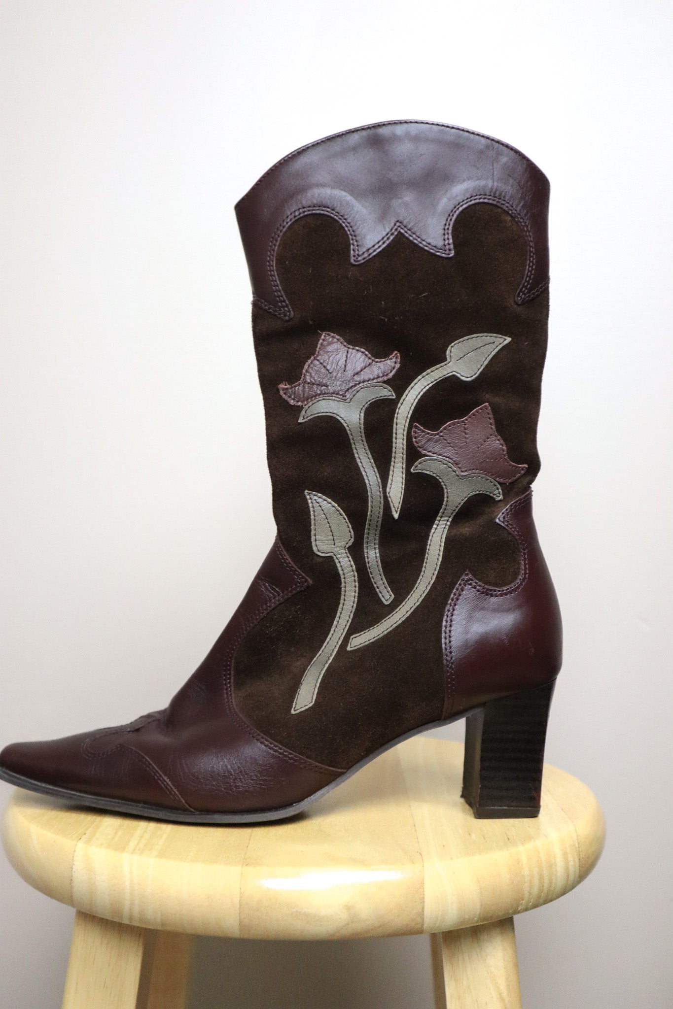 Handcrafted in Florence x Leather & Suede Cowgirl Boots (8/8.5)