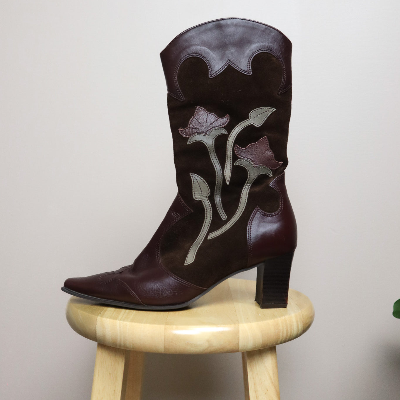 Handcrafted in Florence x Leather & Suede Cowgirl Boots (8/8.5)