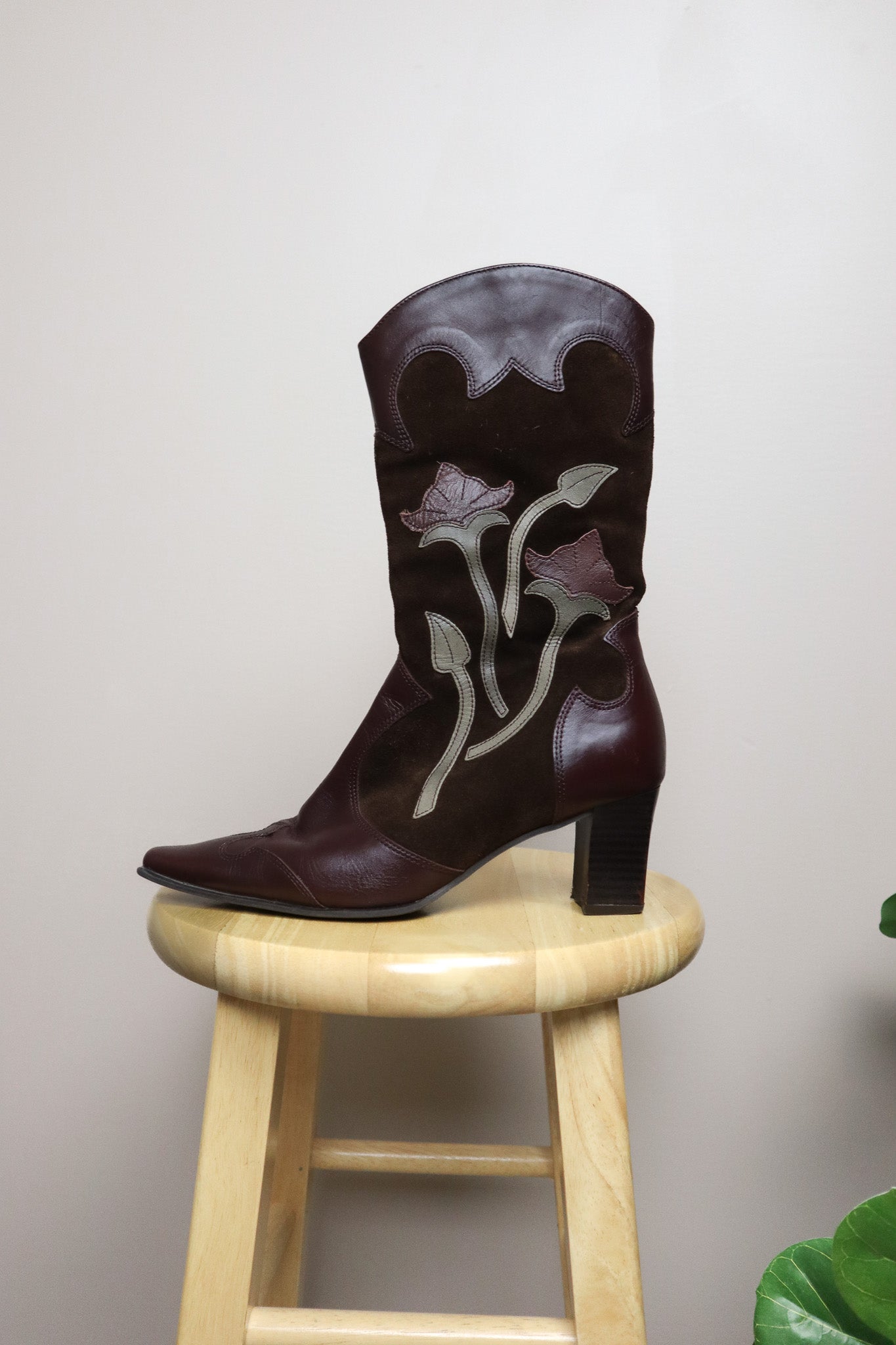 Handcrafted in Florence x Leather & Suede Cowgirl Boots (8/8.5)