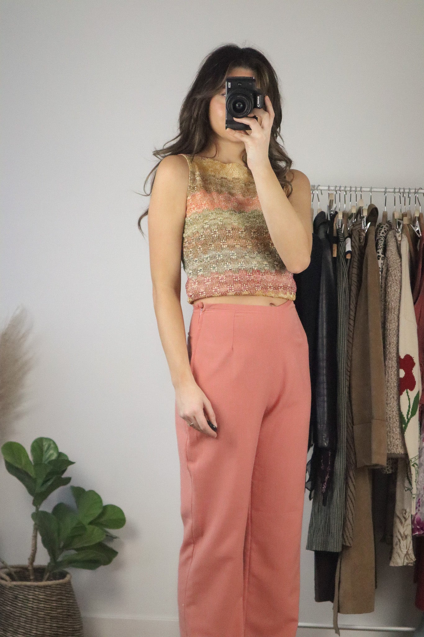 Made in USA x Vintage x Shimmer Boat Neck Tank (M)