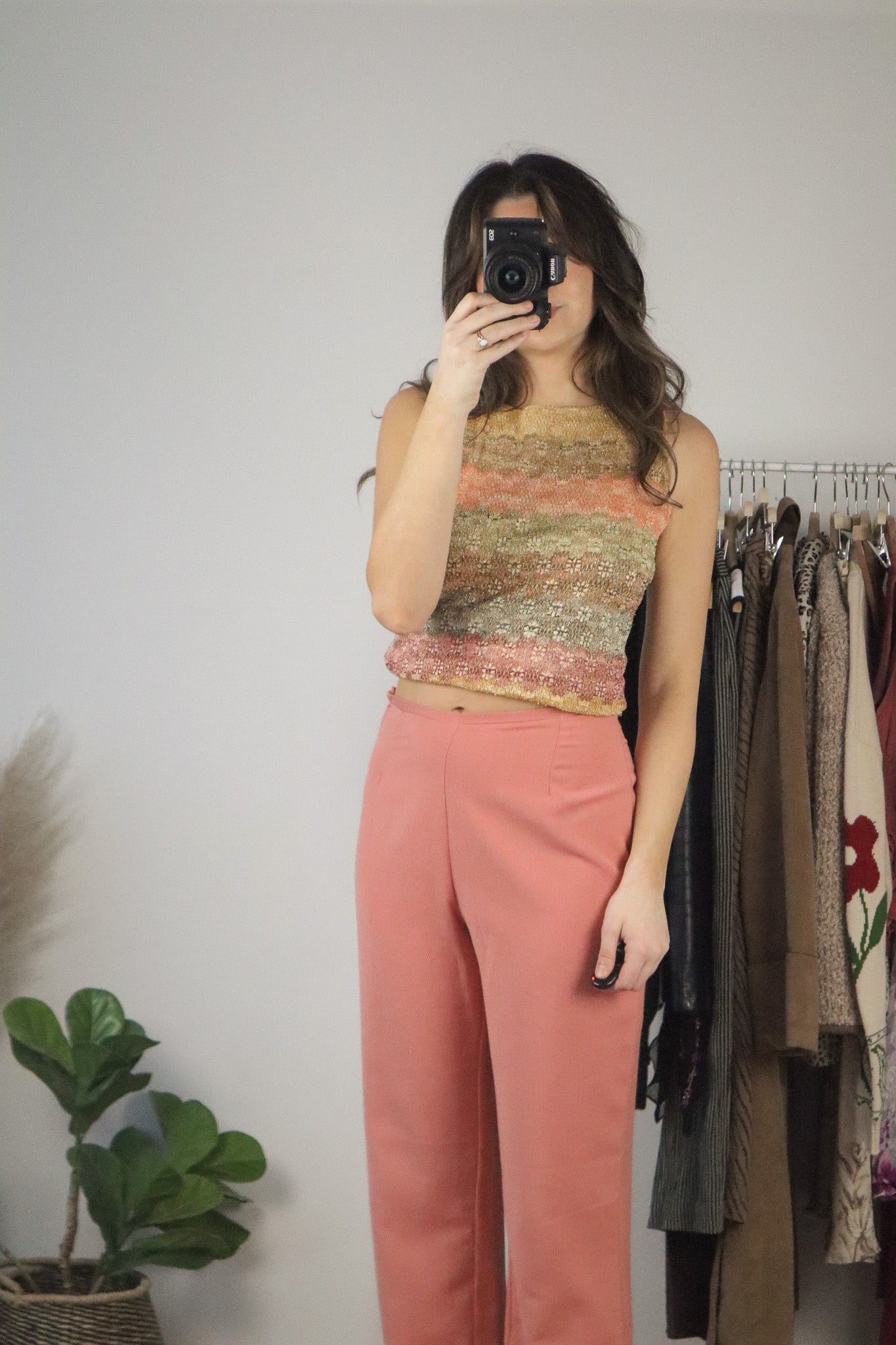 Made in USA x Vintage x Shimmer Boat Neck Tank (M)