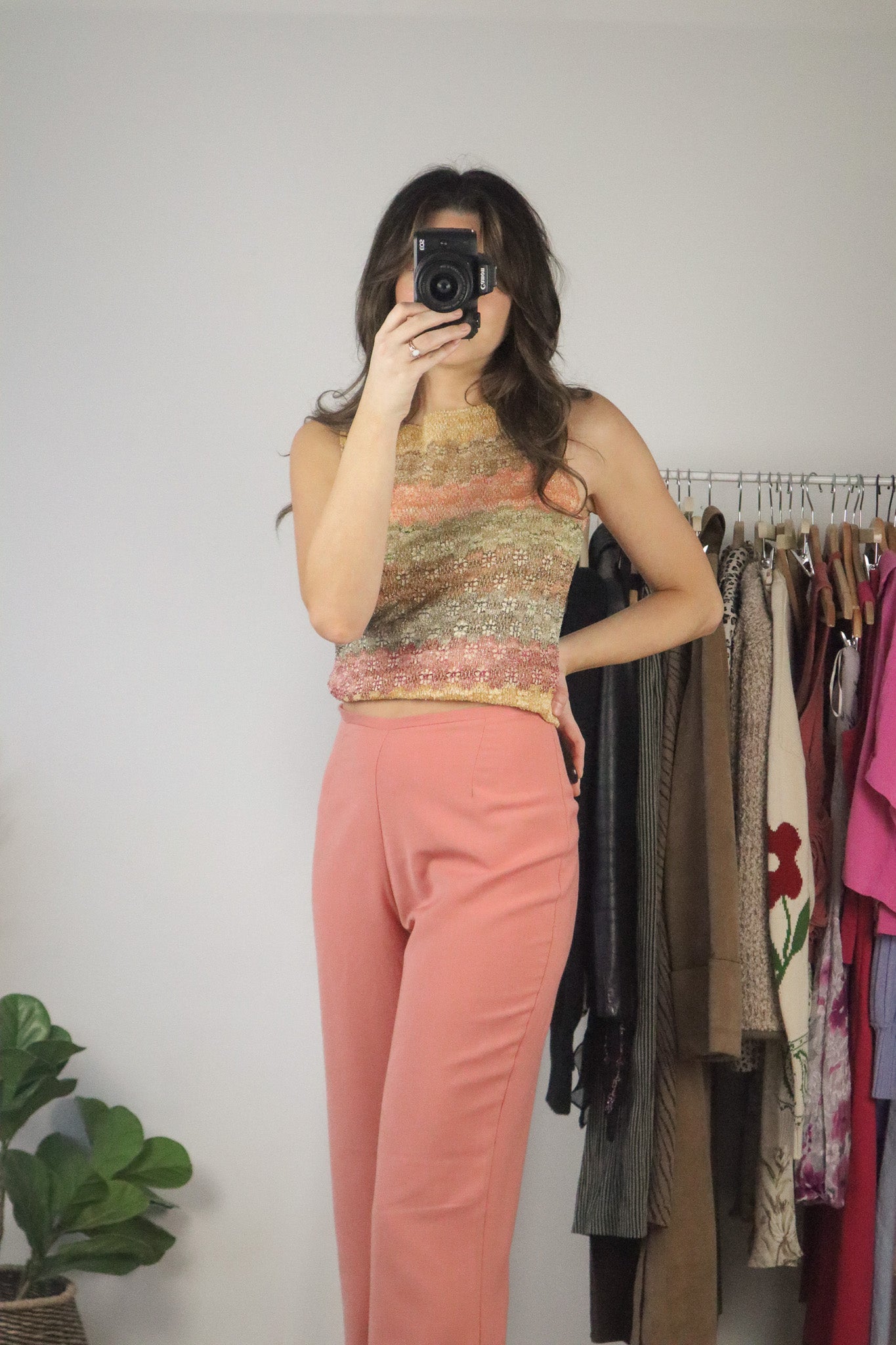 Made in USA x Vintage x Shimmer Boat Neck Tank (M)