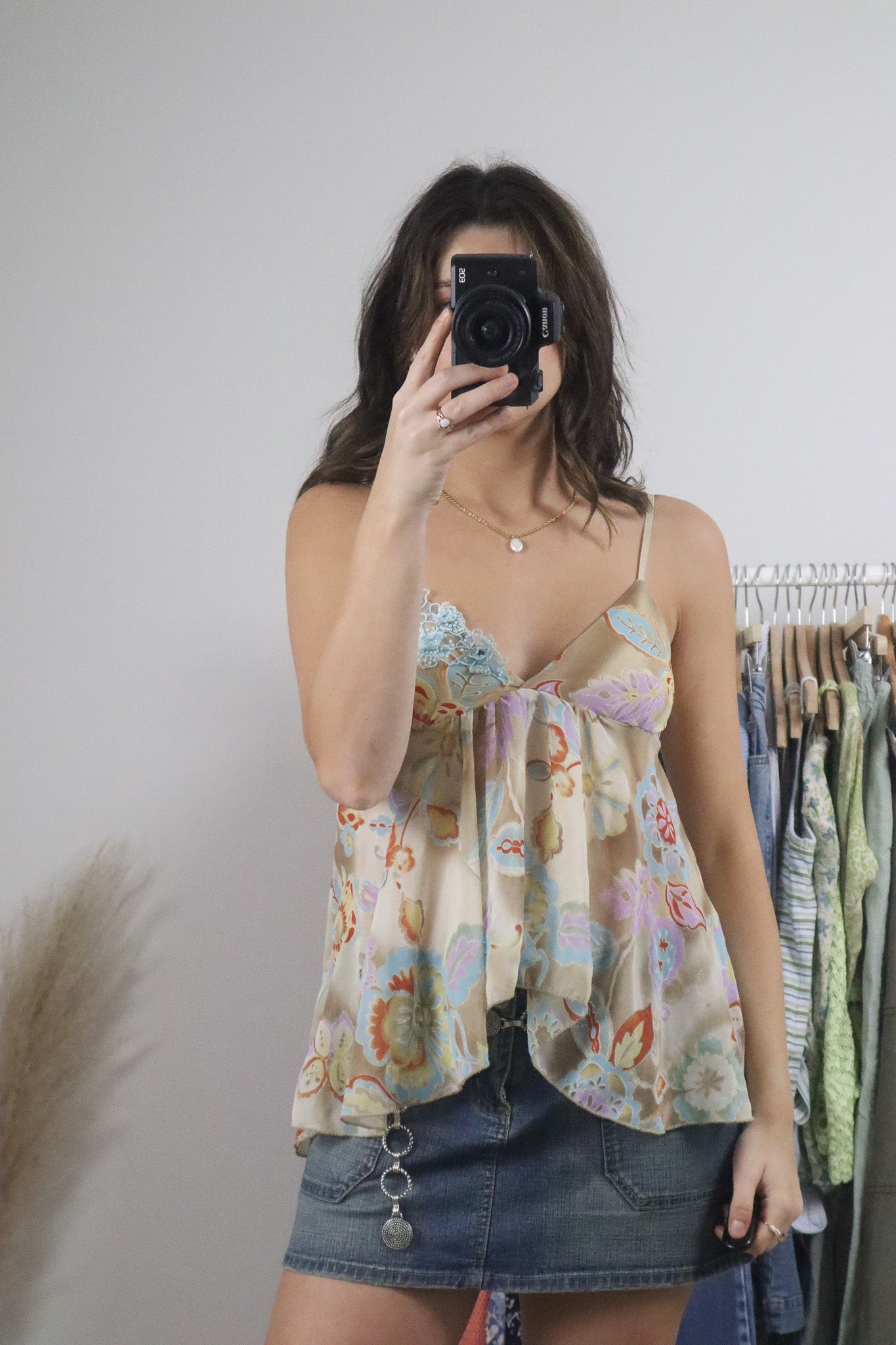 Vintage x Beaded Shimmer Mesh Flowy Tank Top (4/6)