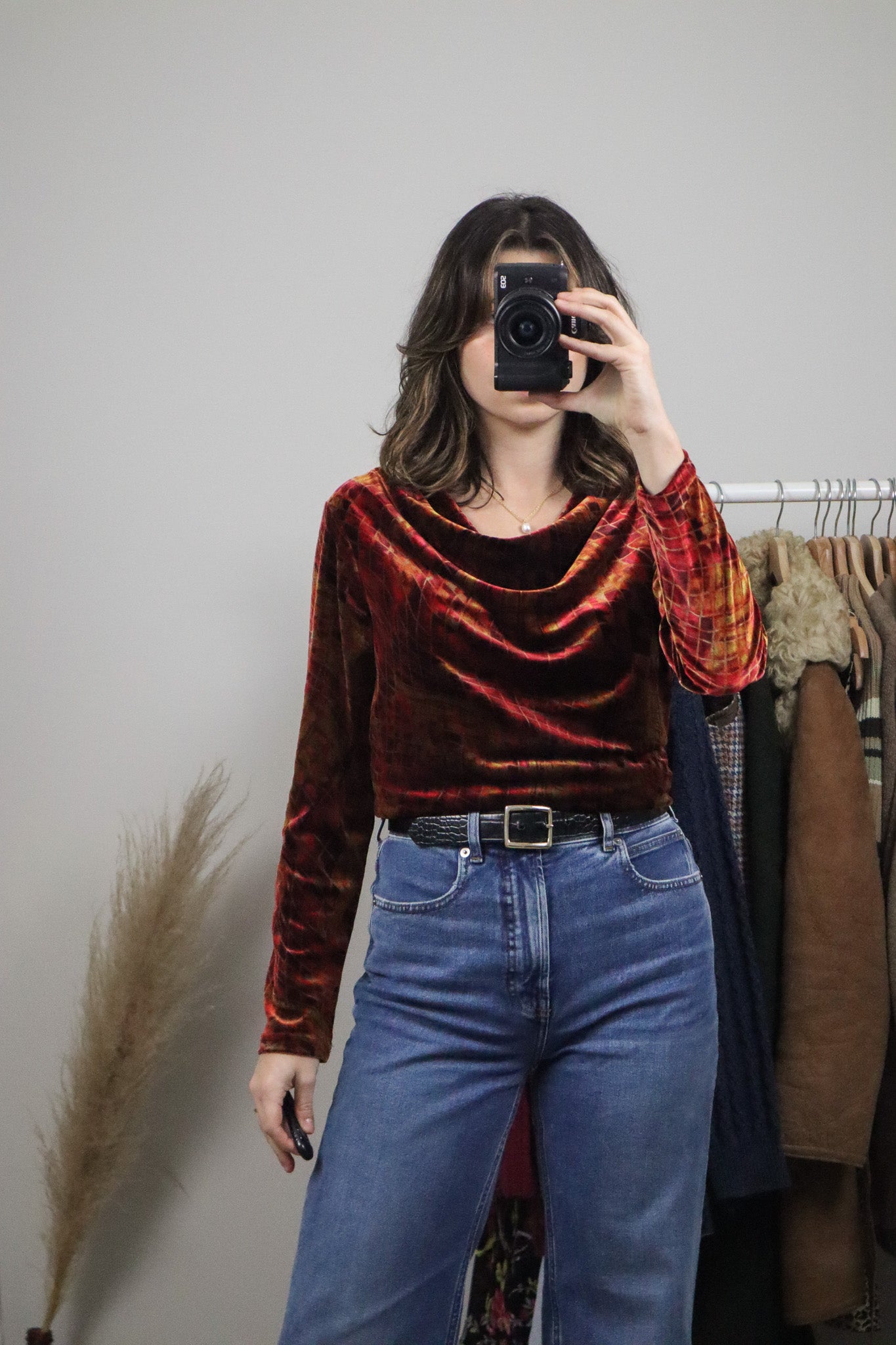 Vintage x Velvet Cowl Neck Long Sleeve (L)