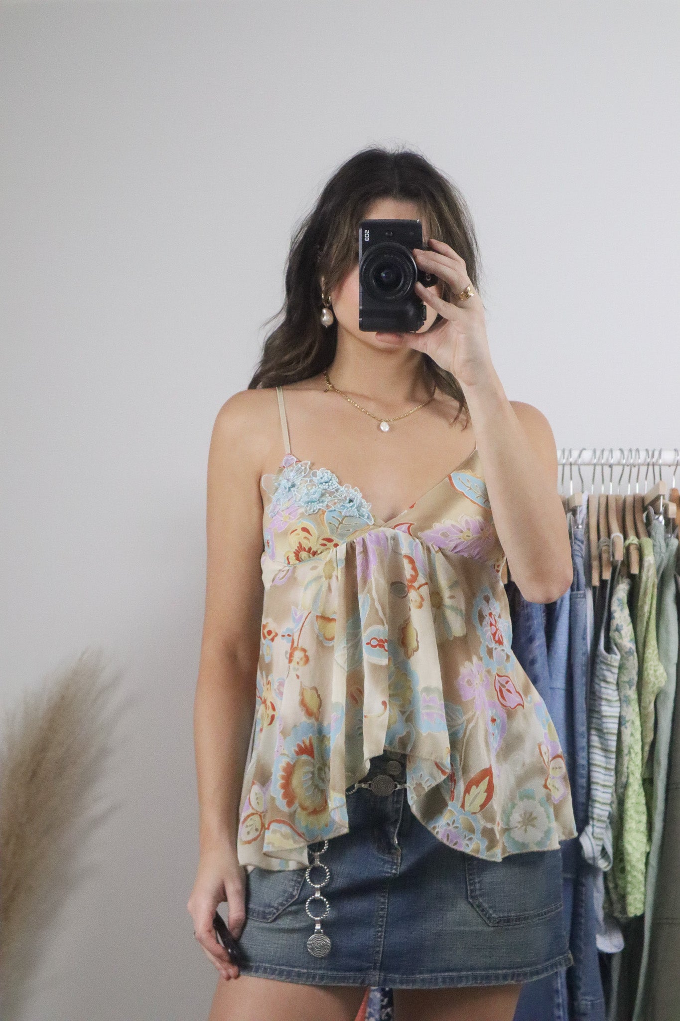 Vintage x Beaded Shimmer Mesh Flowy Tank Top (4/6)