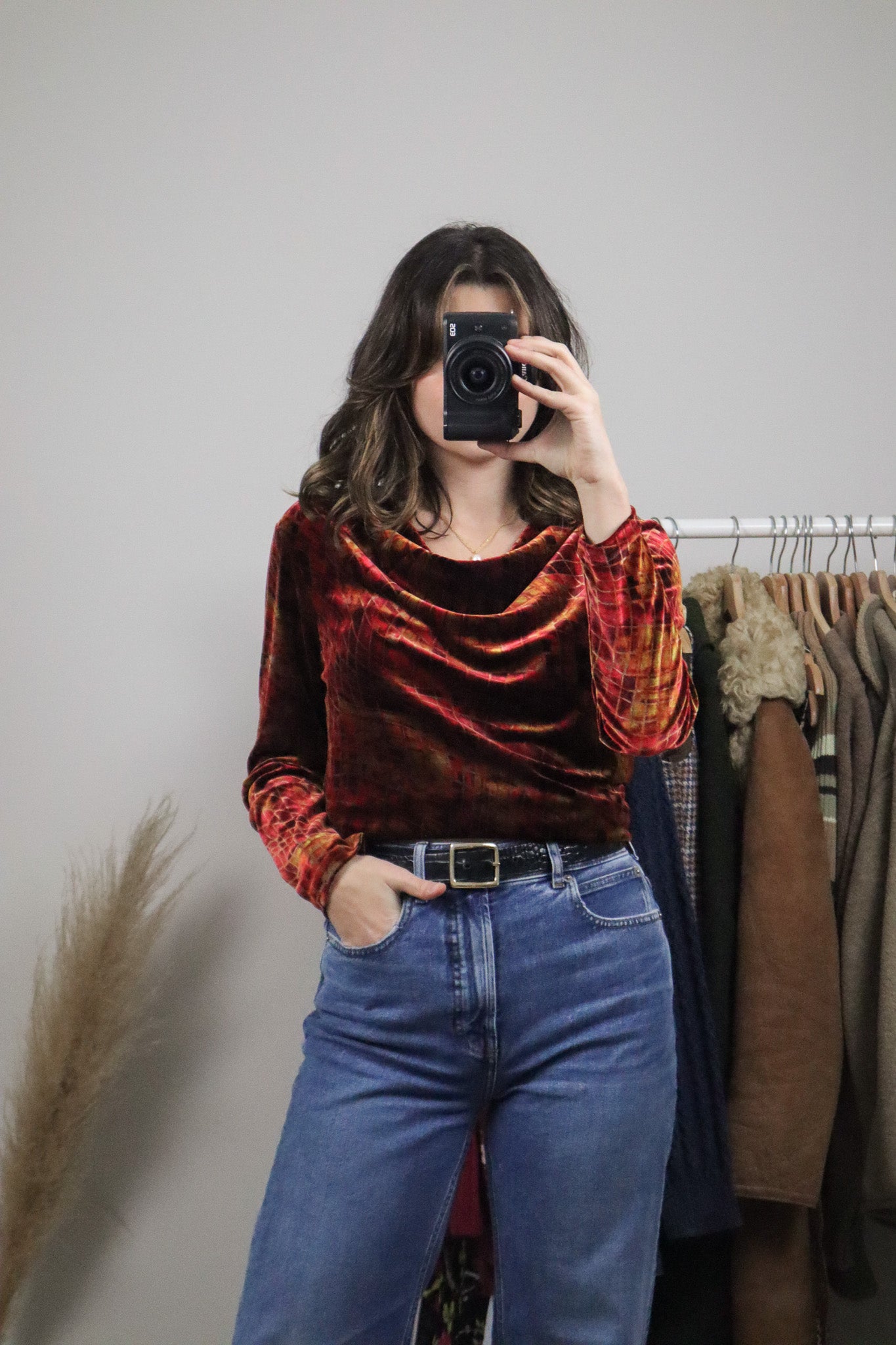 Vintage x Velvet Cowl Neck Long Sleeve (L)