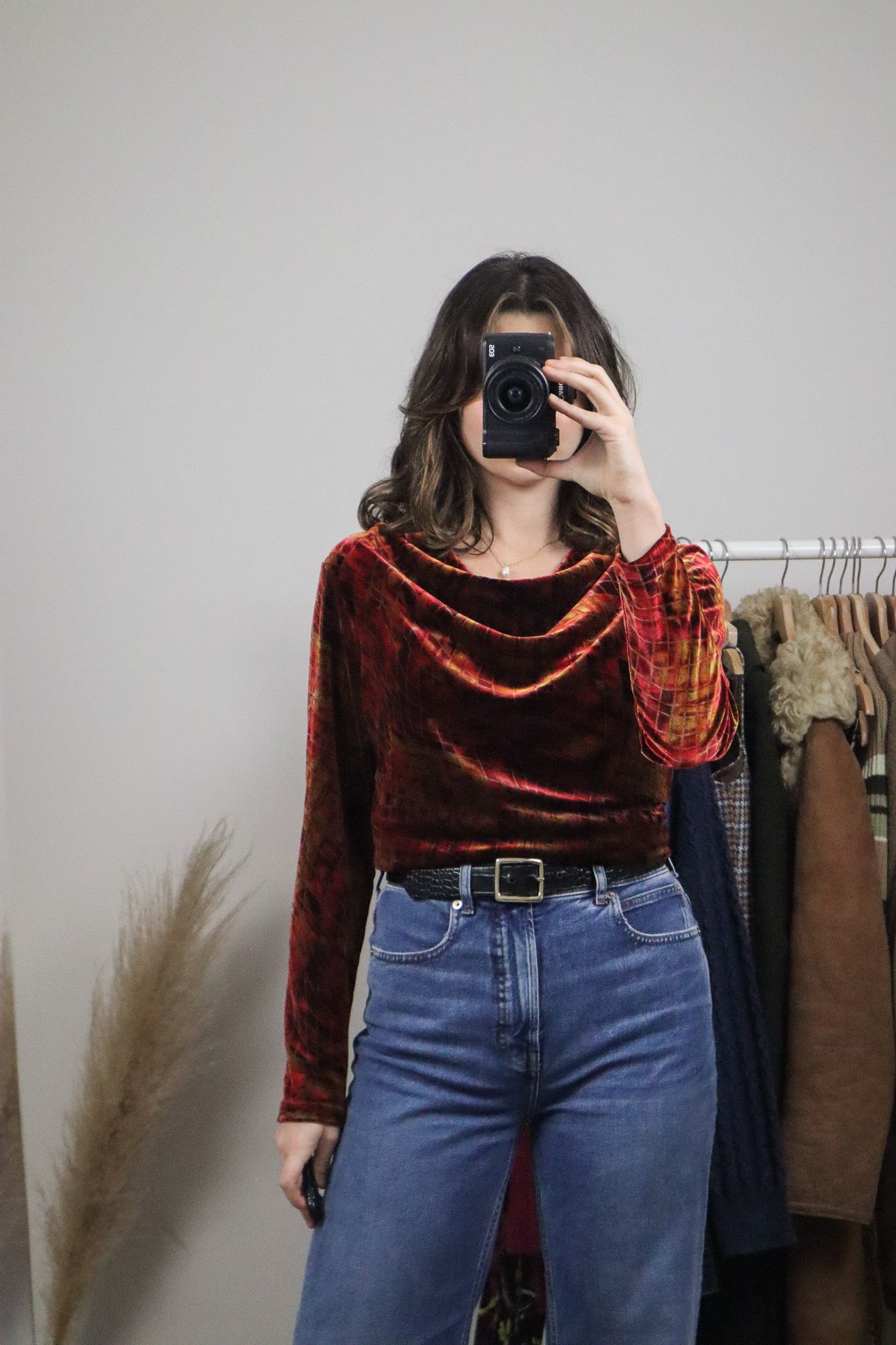 Vintage x Velvet Cowl Neck Long Sleeve (L)