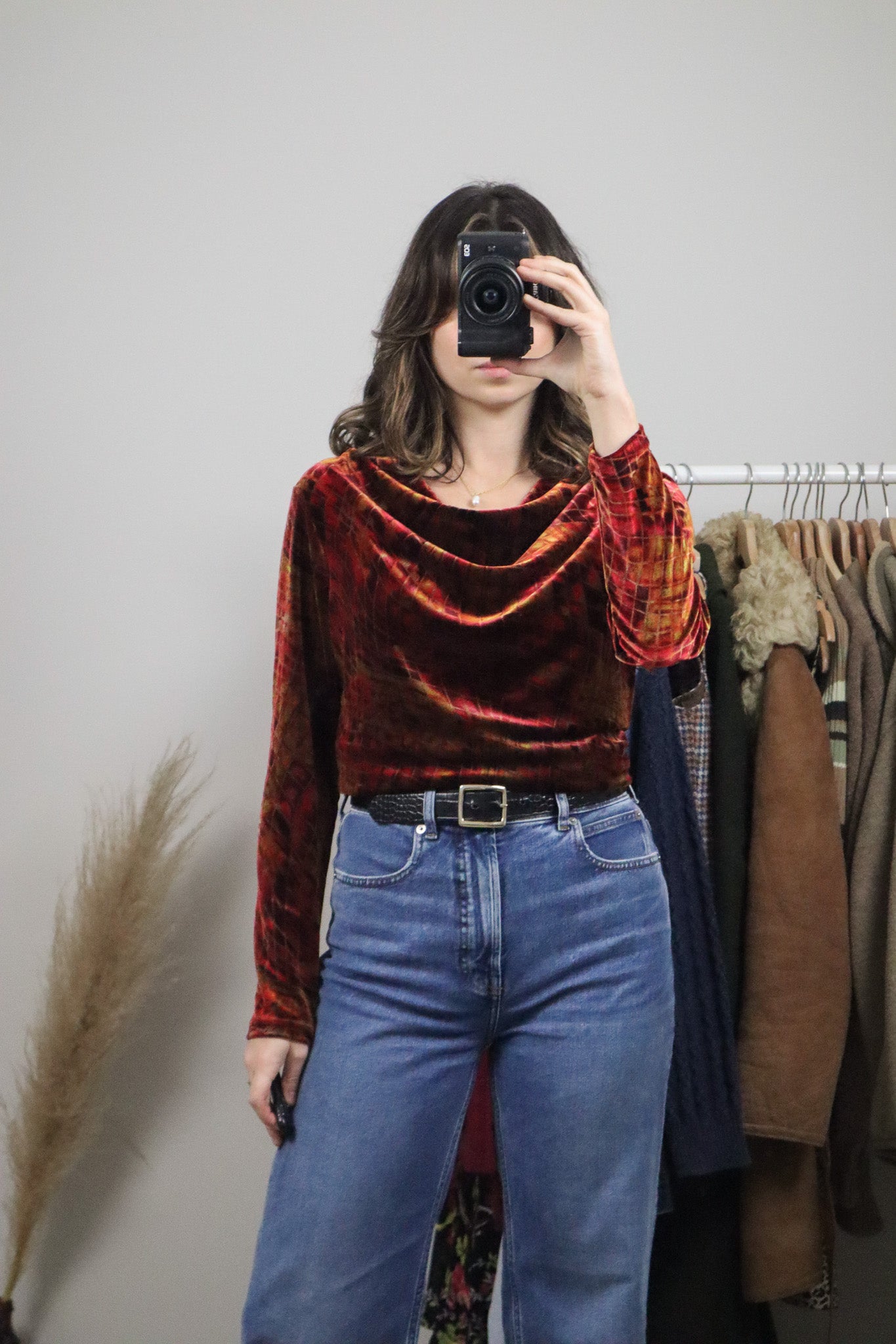 Vintage x Velvet Cowl Neck Long Sleeve (L)