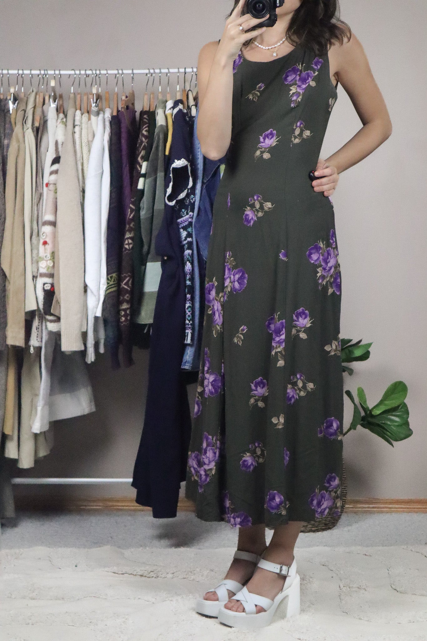 Made in USA x Vintage x Floral Maxi Dress (M)