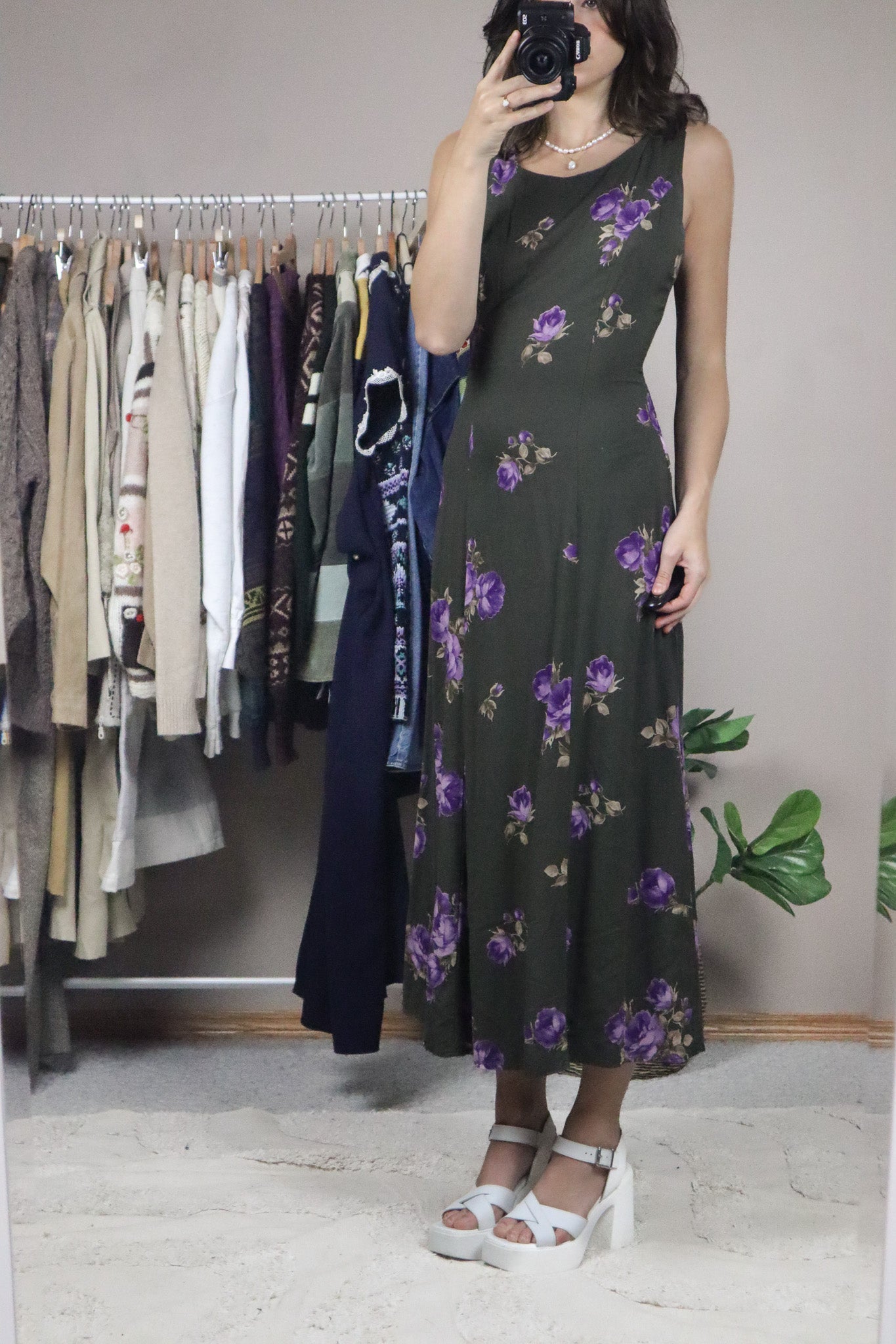Made in USA x Vintage x Floral Maxi Dress (M)