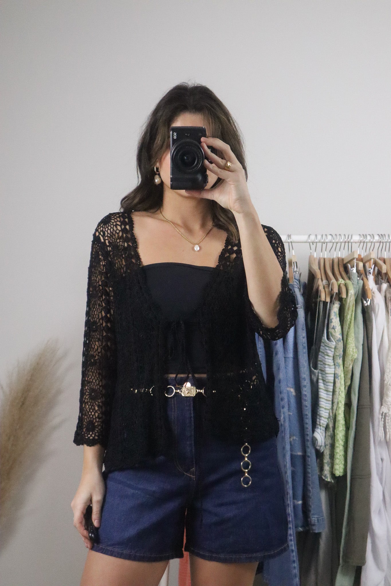 Vintage x Crochet Tie Cardigan (M/L)