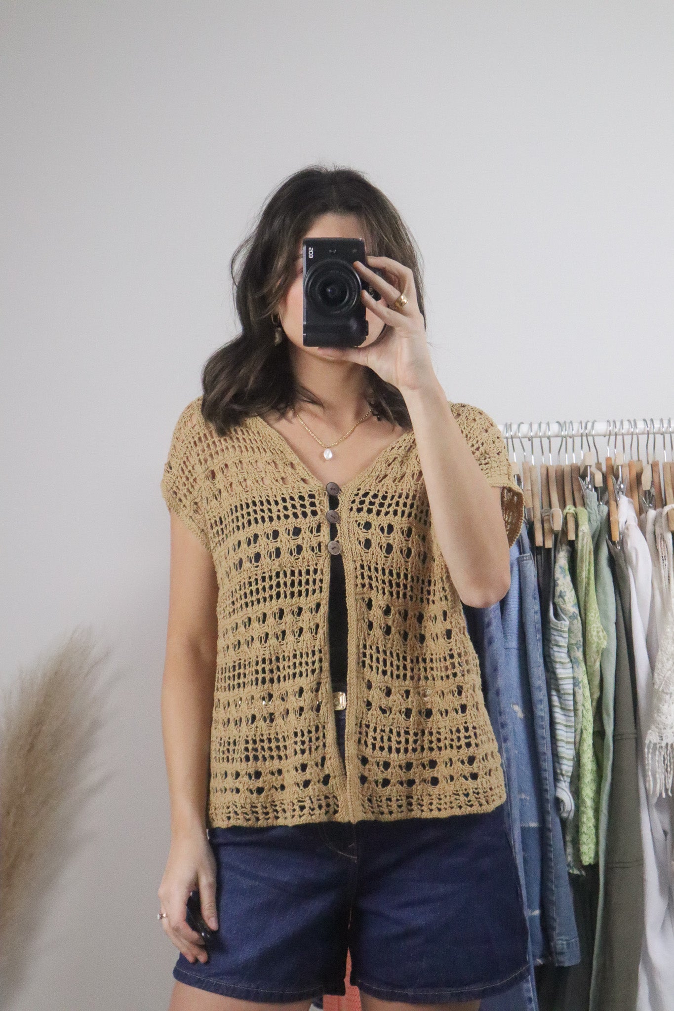 Vintage x Crochet Short Sleeve Knit (M/L)