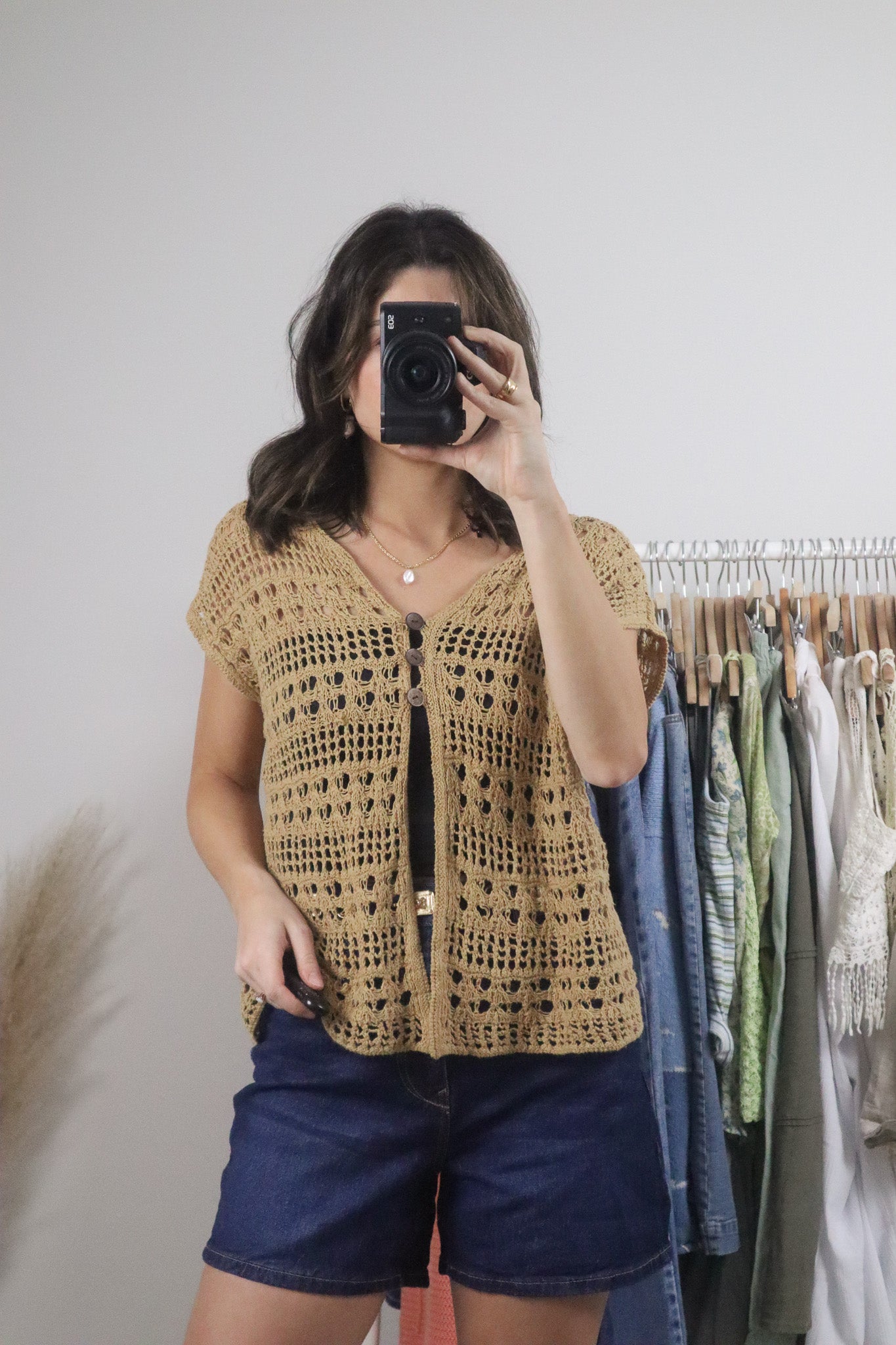 Vintage x Crochet Short Sleeve Knit (M/L)