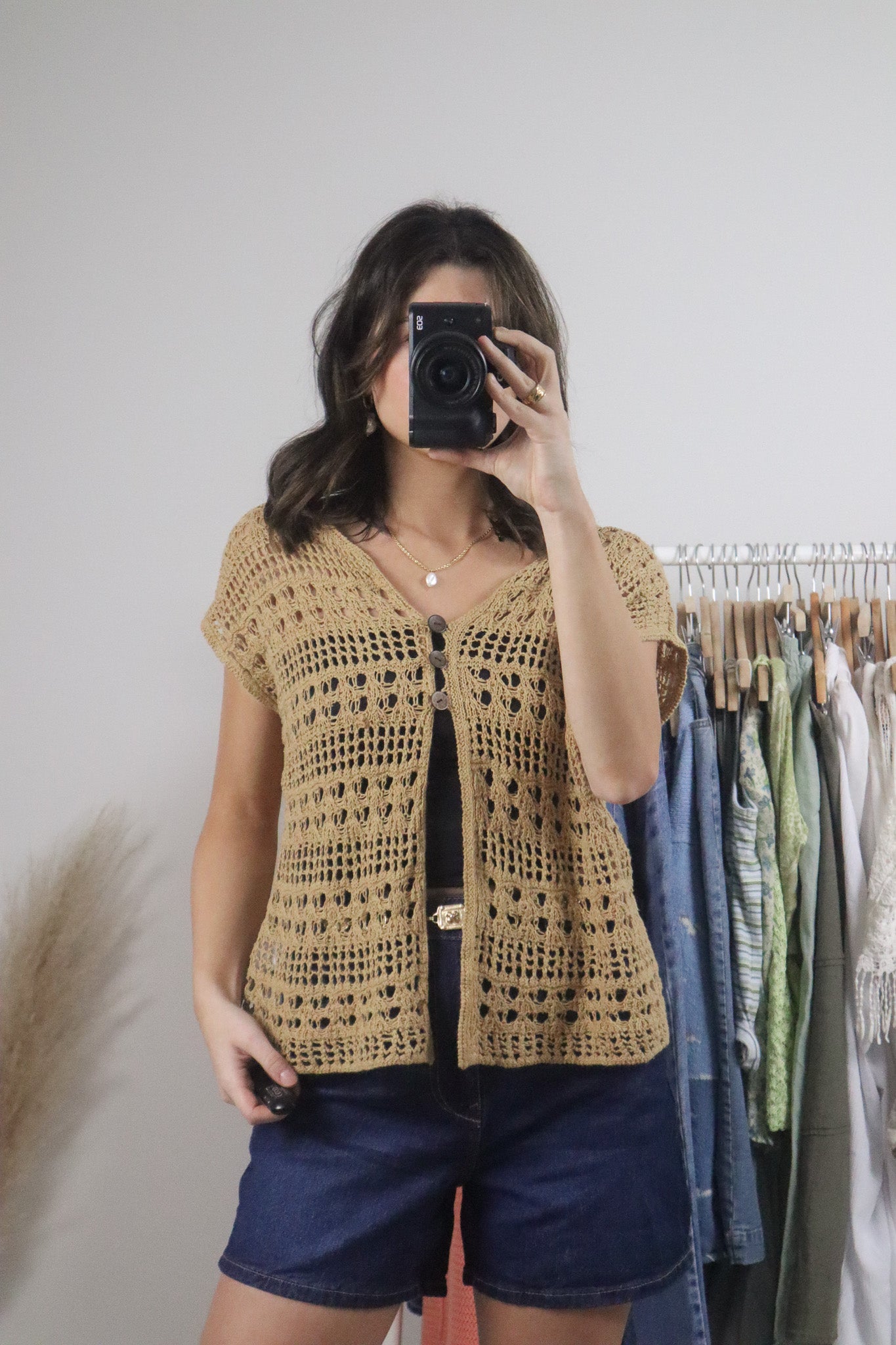 Vintage x Crochet Short Sleeve Knit (M/L)