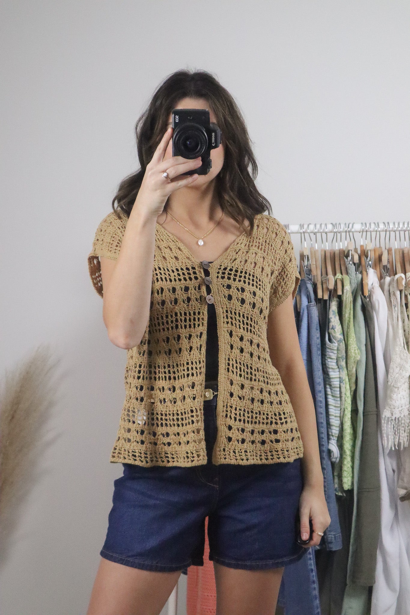 Vintage x Crochet Short Sleeve Knit (M/L)