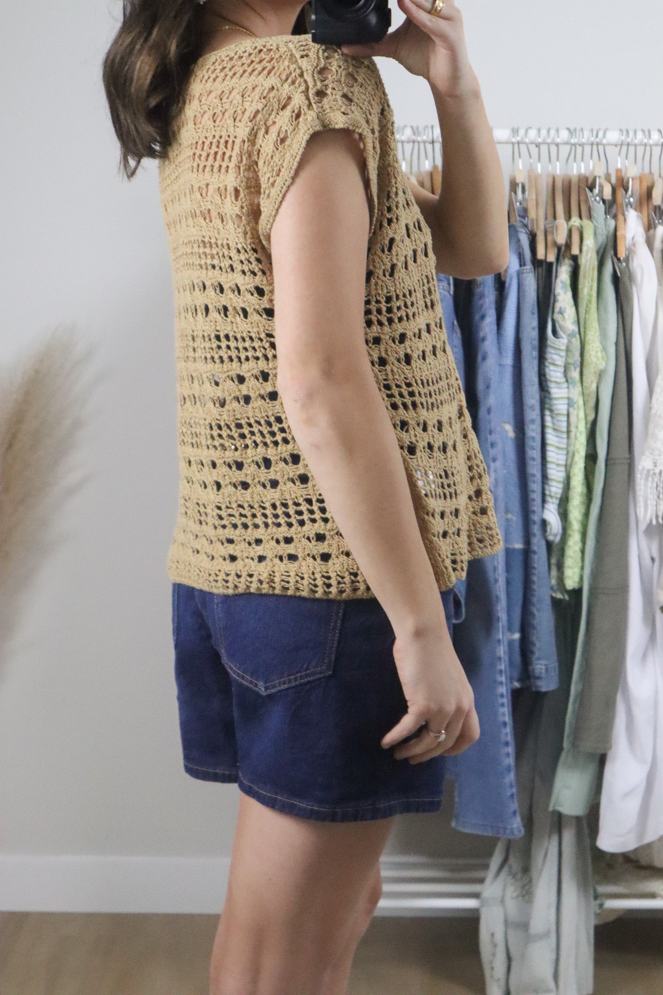Vintage x Crochet Short Sleeve Knit (M/L)