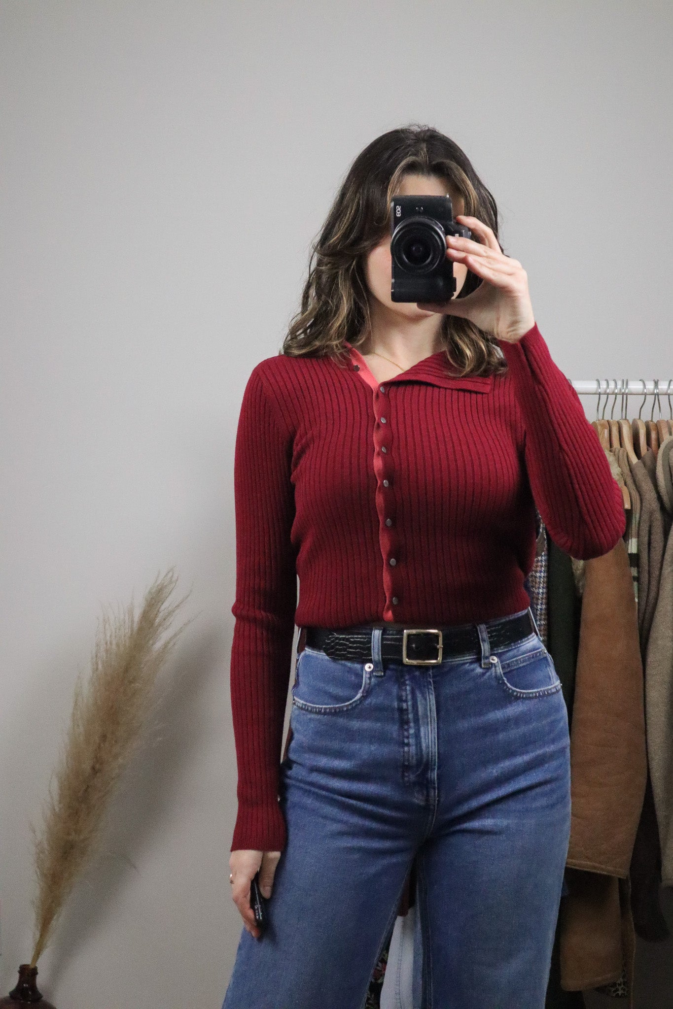 Modern x Button Up Ribbed Long Sleeve (S)