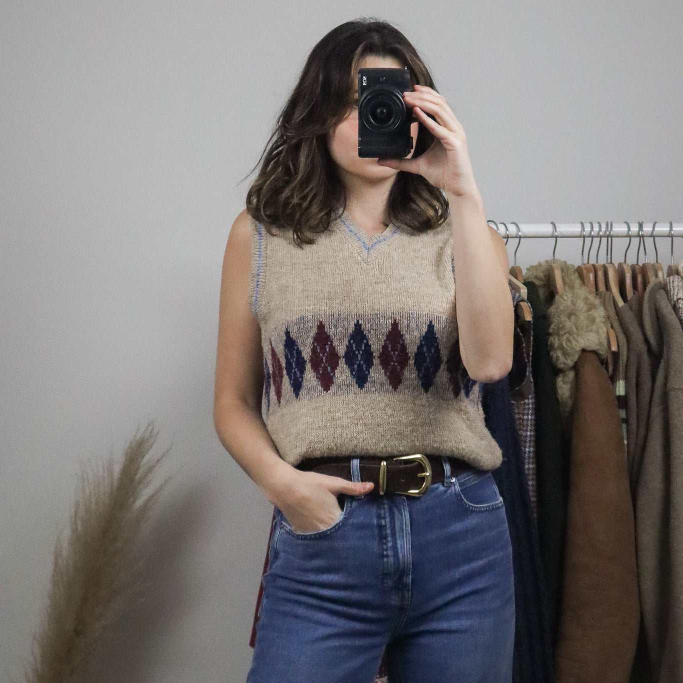 Vintage x Argyle Knit Vest (S/M)