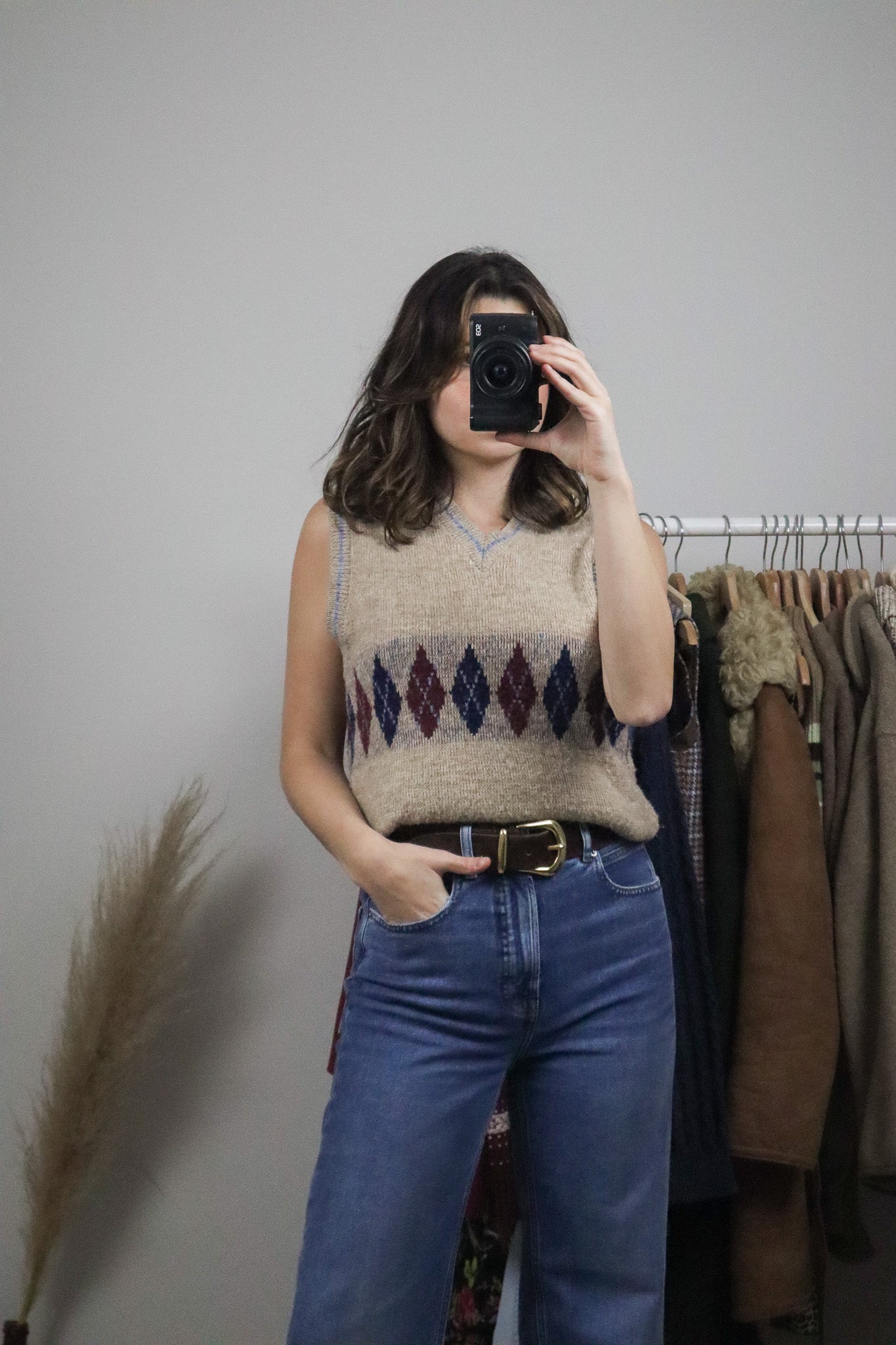 Vintage x Argyle Knit Vest (S/M)