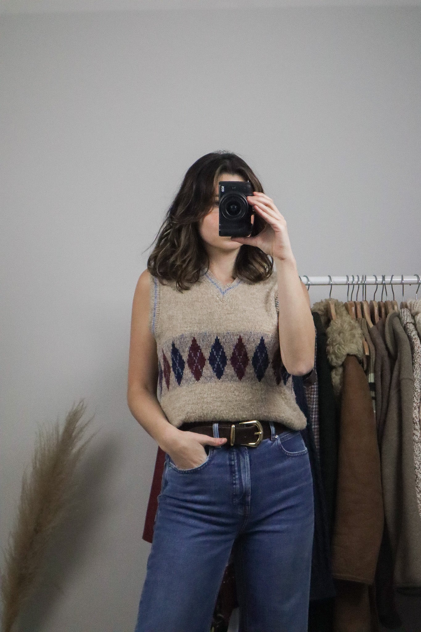 Vintage x Argyle Knit Vest (S/M)
